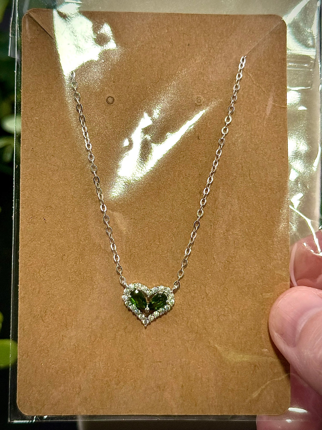 Dioptase Heart Pendant w/ Necklace