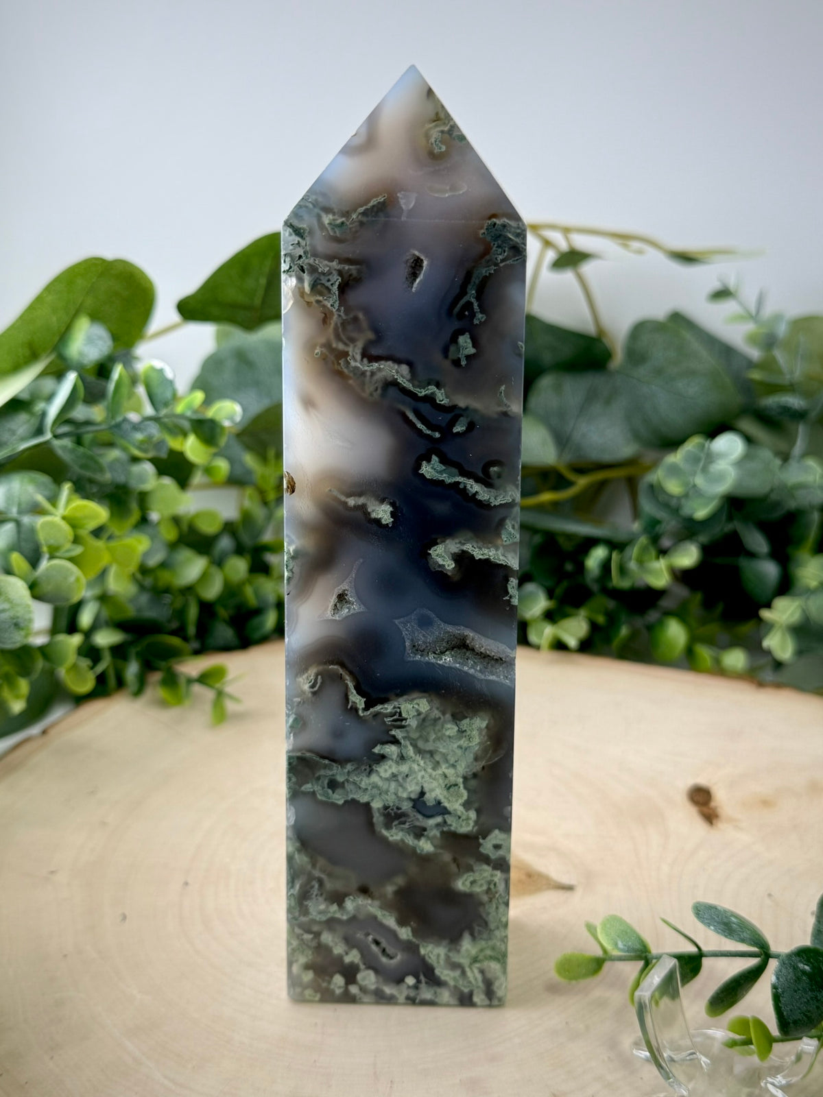 Moss Agate Towers | Natural Gemstone Crystal Point Decor