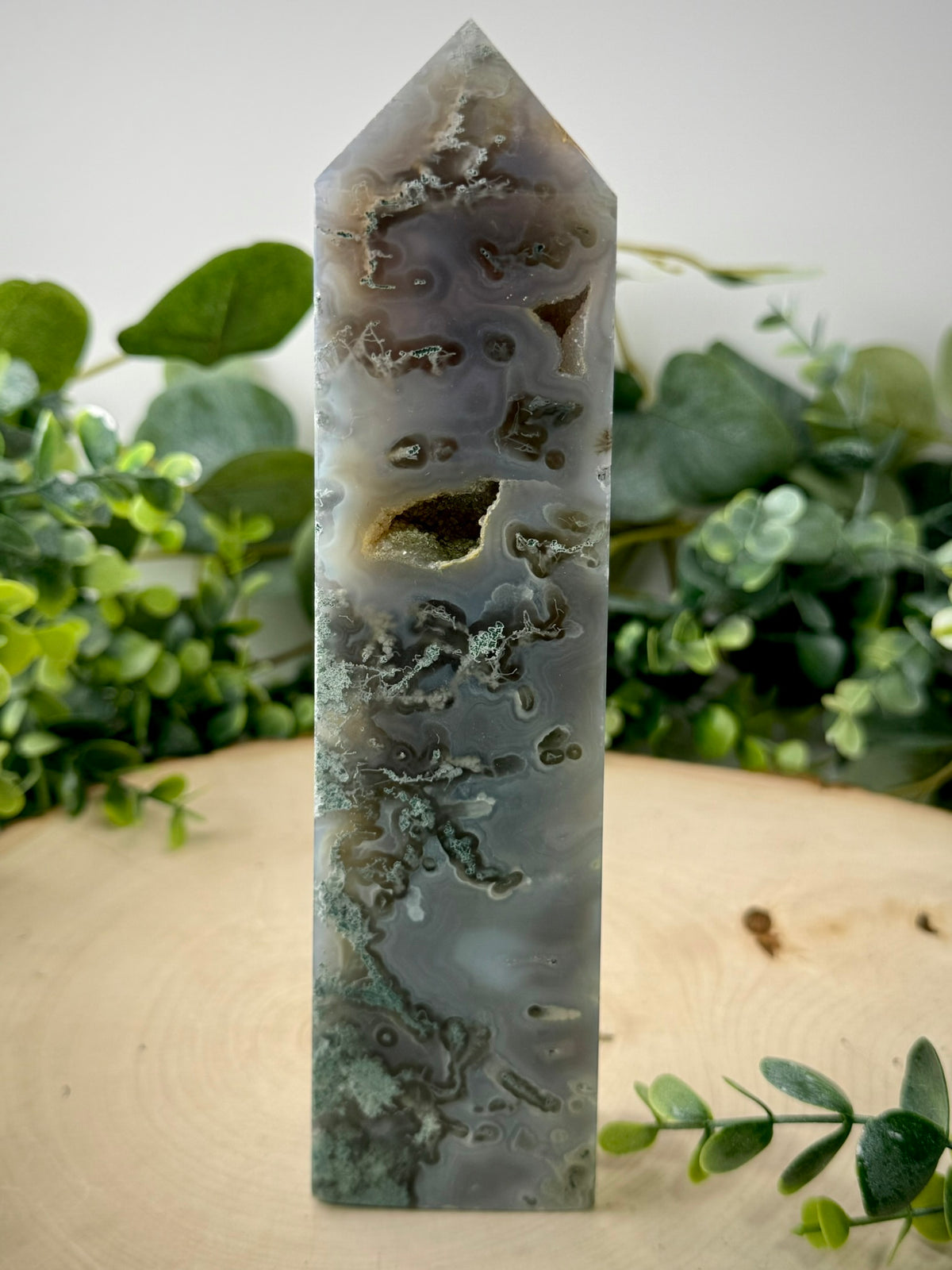 Moss Agate Towers | Natural Gemstone Crystal Point Decor