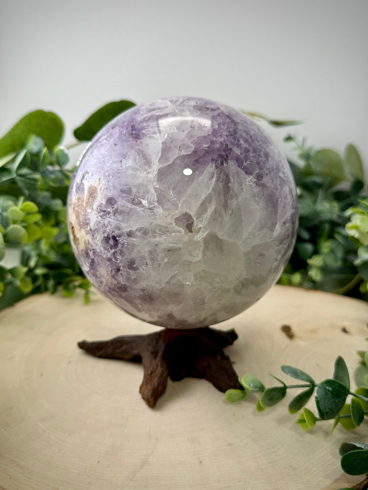 Amethyst & Flower Agate Statement Spheres | Natural Polished Crystal Spheres - Still Water Crystals
