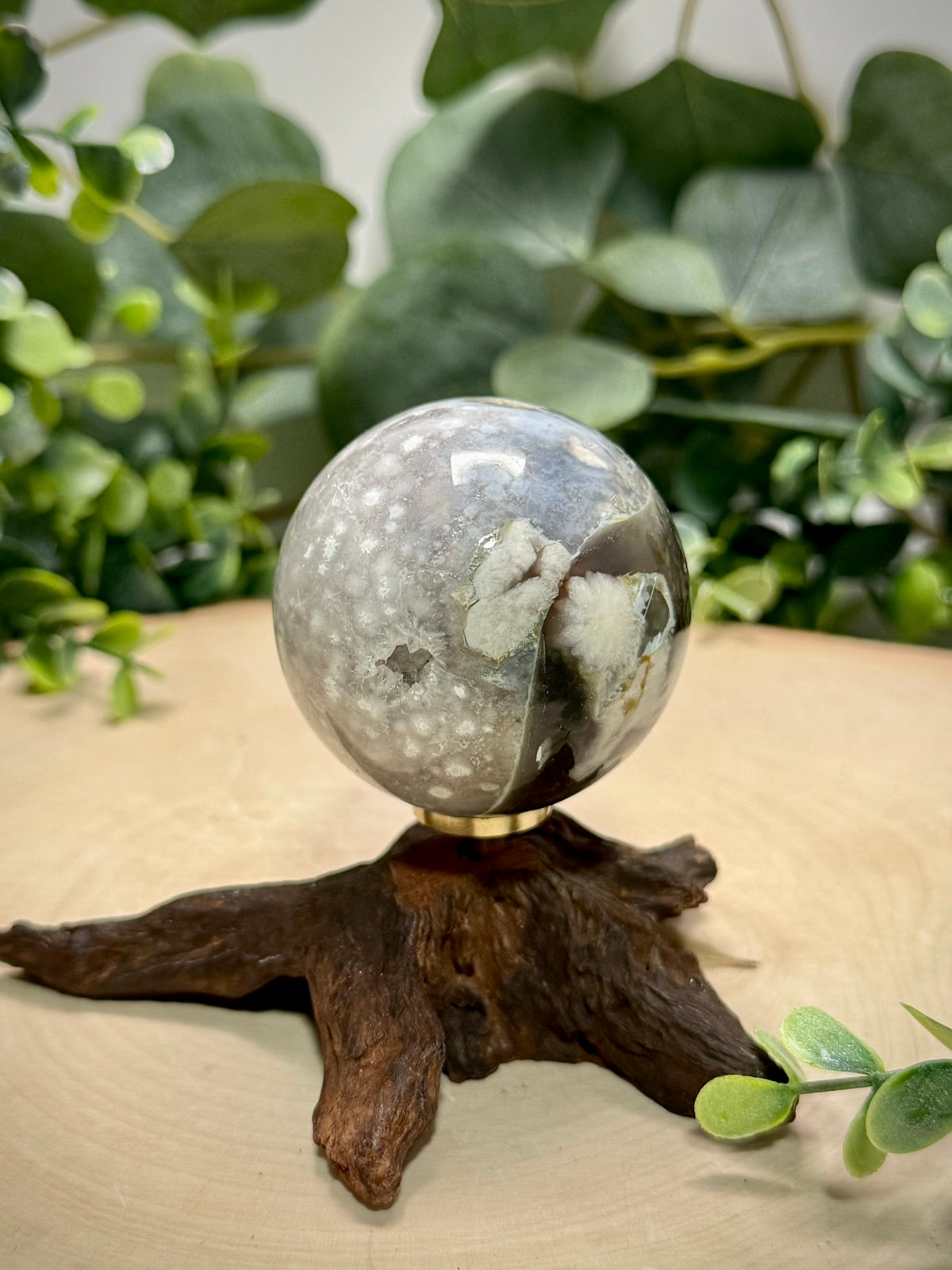 Black Flower Agate Spheres | Natural Stone Crystal Sphere | - Still Water Crystals