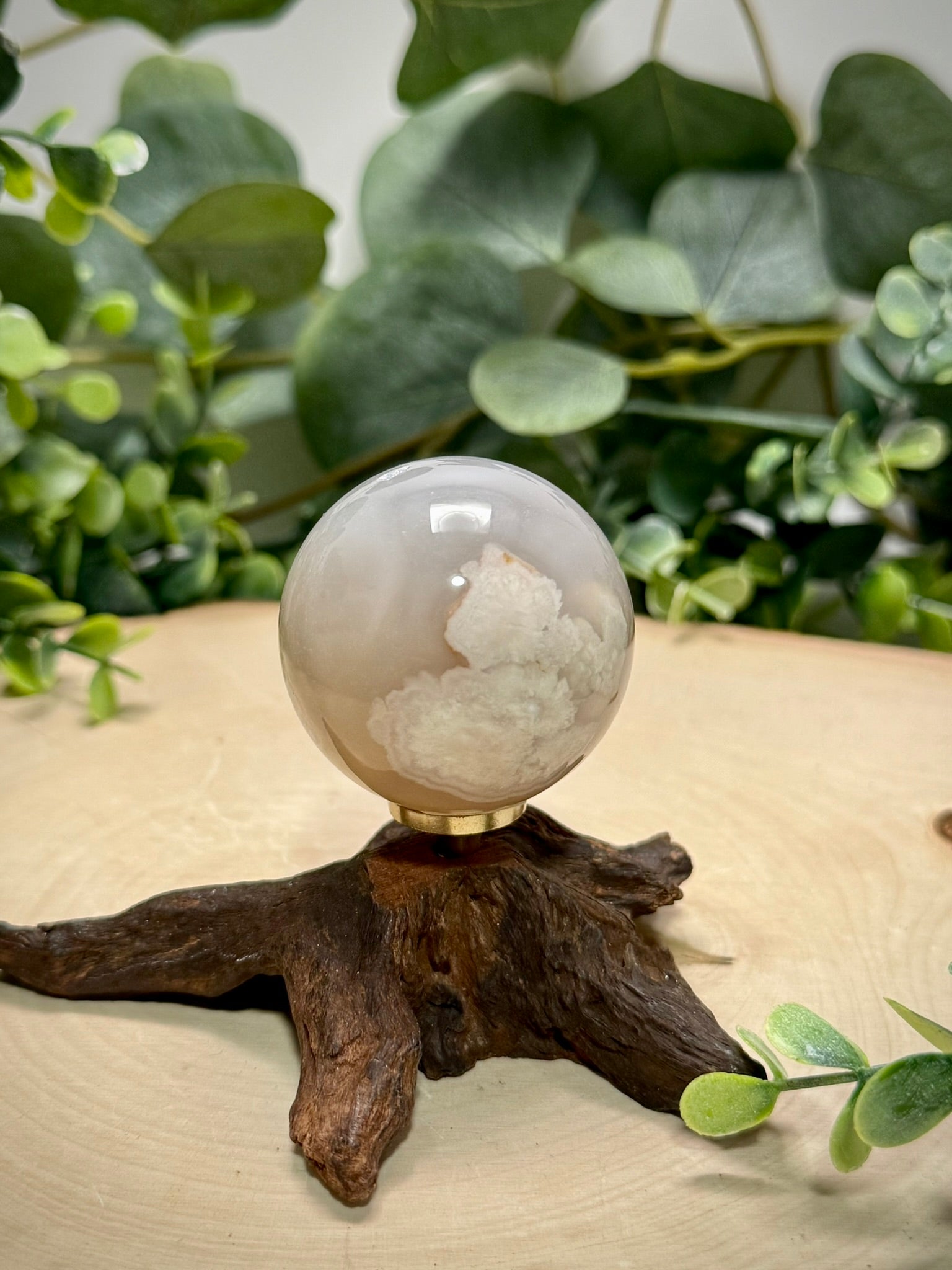 Black Flower Agate Spheres
