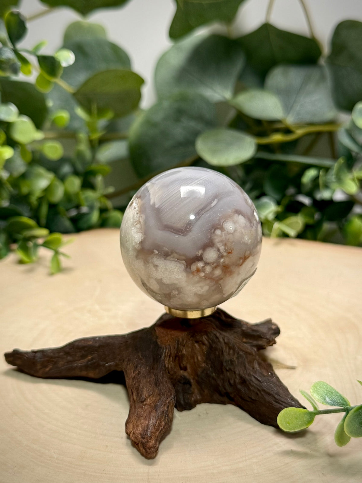 Black Flower Agate Spheres | Natural Stone Crystal Sphere | - Still Water Crystals