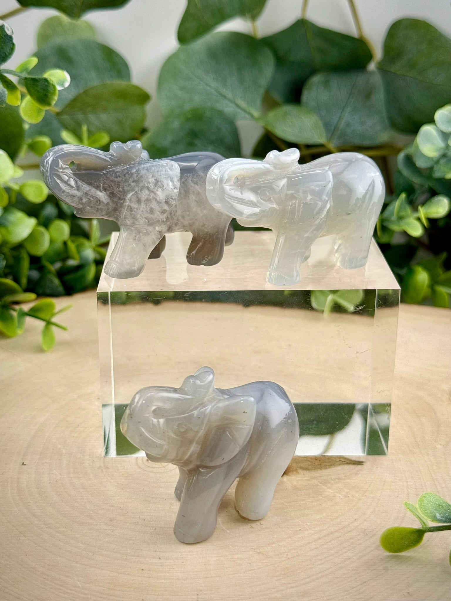 Agate Elephant Carvings