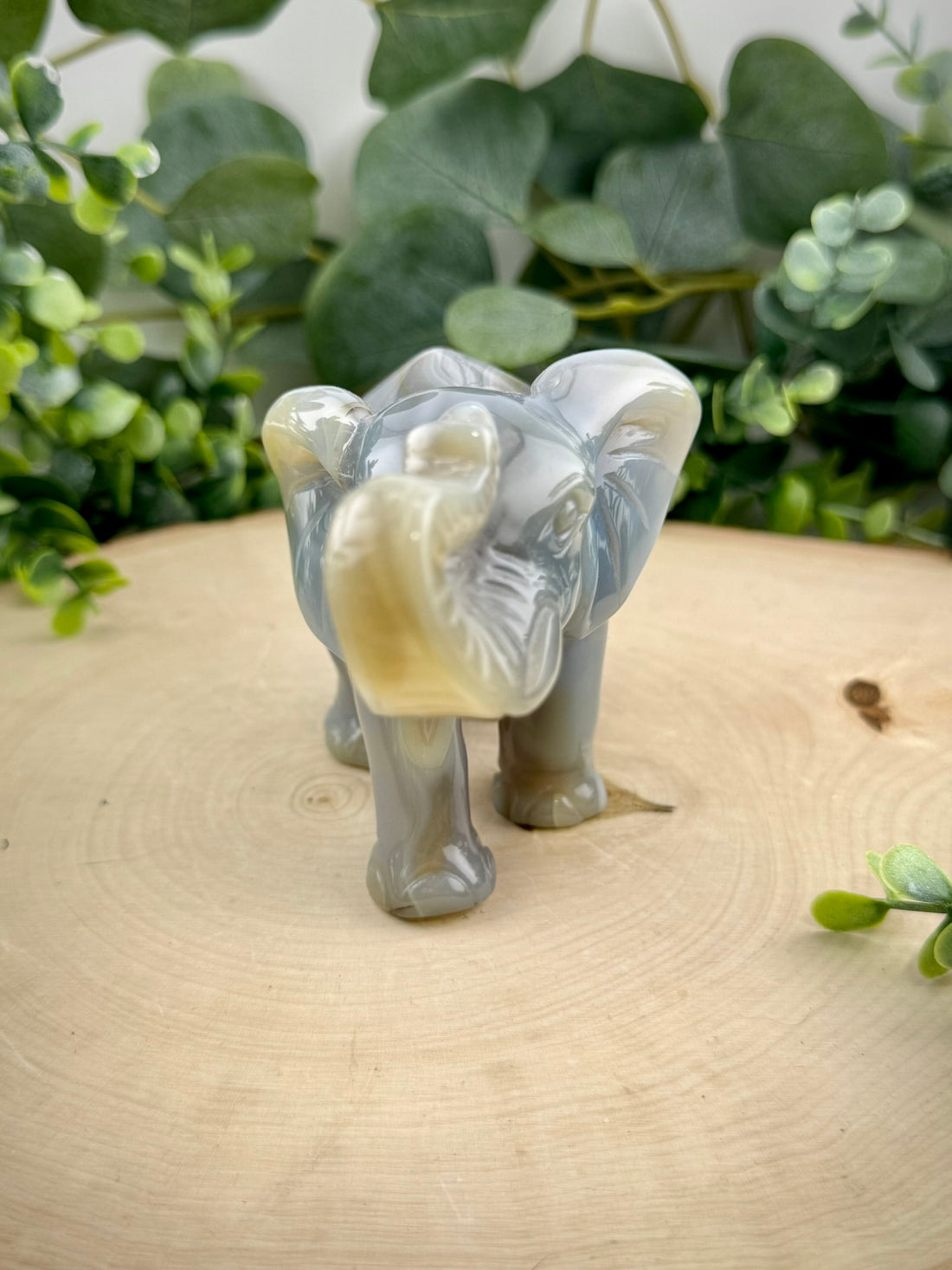 Agate Elephant Carving | Large Natural Stone Elephant Statement