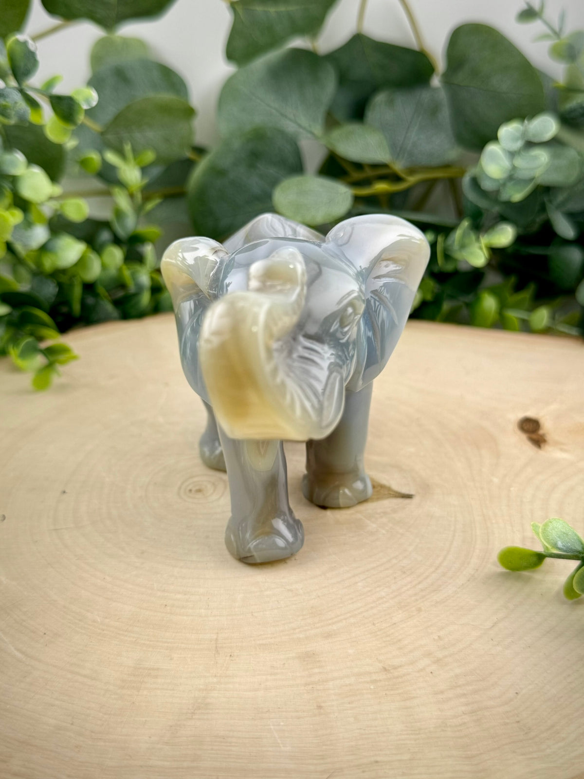 Agate Elephant Carving | Large Natural Stone Elephant Statement - Still Water Crystals