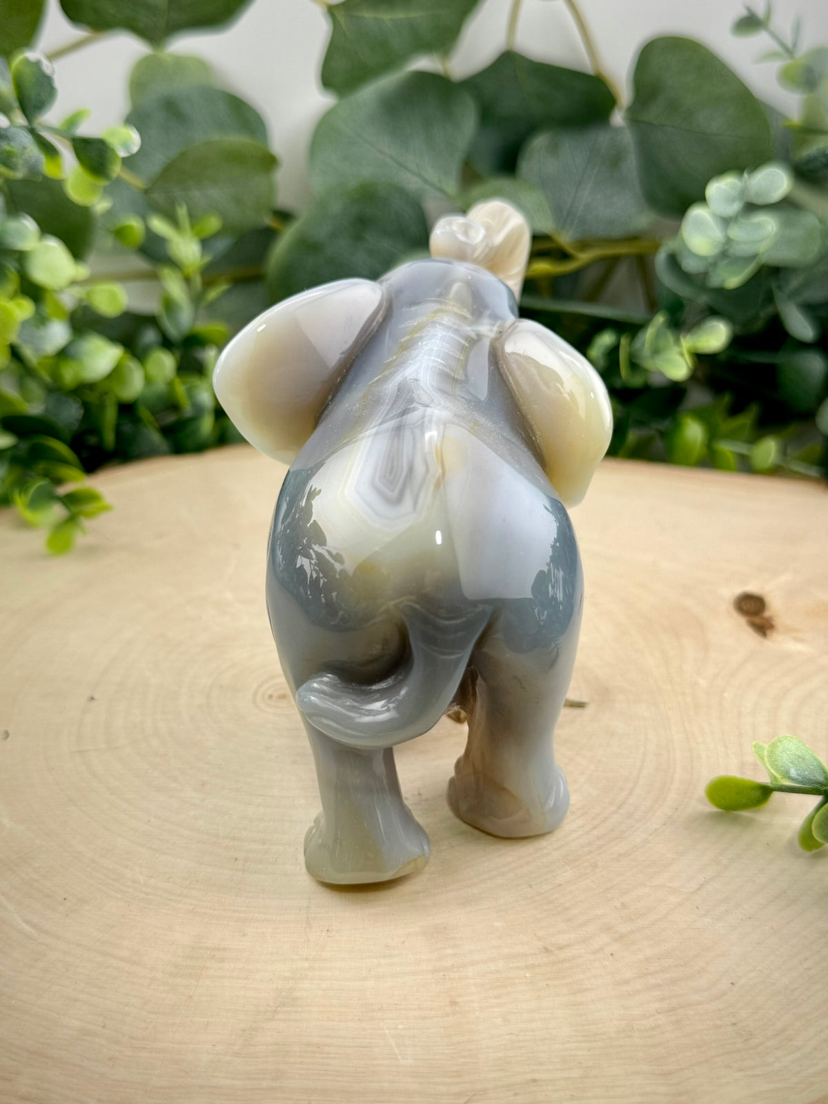 Agate Elephant Carving | Large Natural Stone Elephant Statement - Still Water Crystals