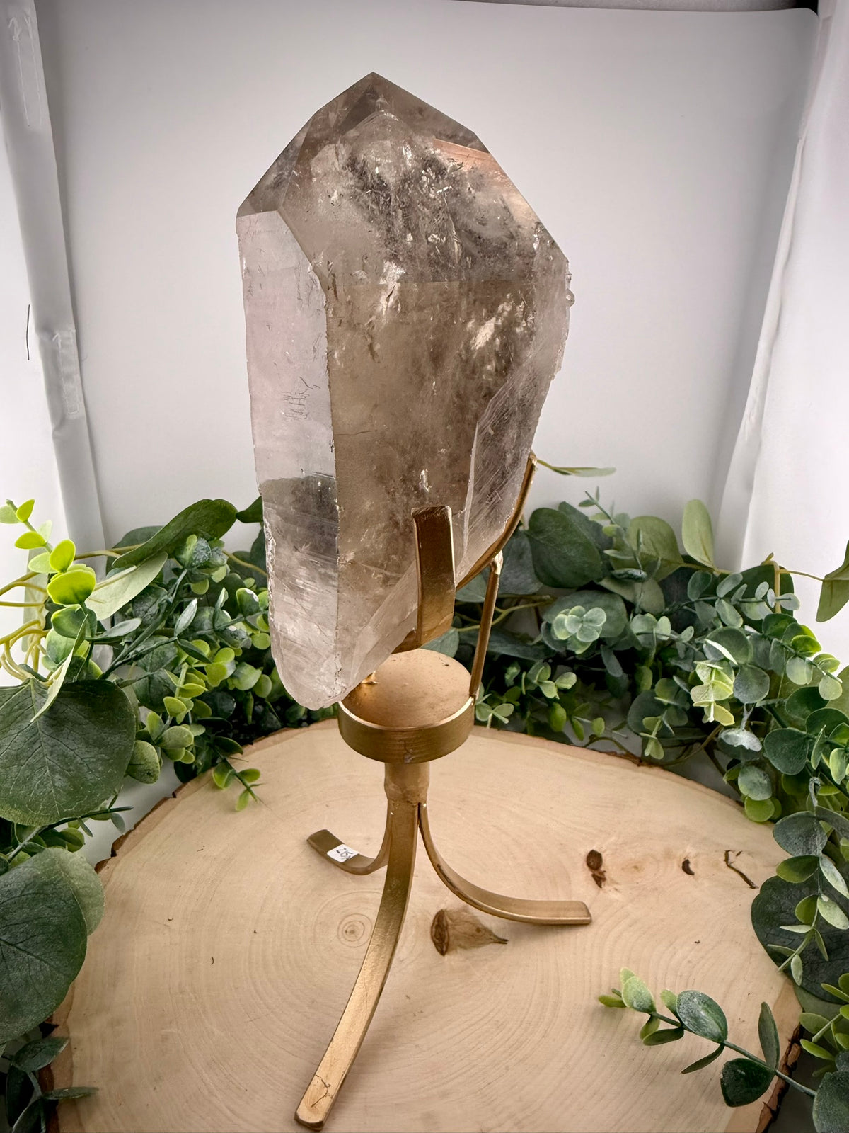 Brazilian Included Quartz Rotating Display Statements | Half Polished Half Raw Crystal with Stand - Still Water Crystals