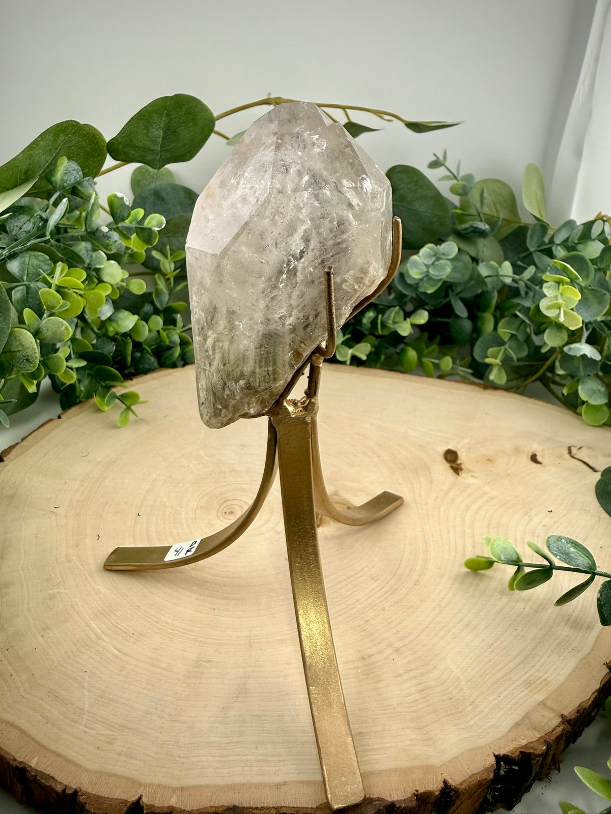 Brazilian Included Quartz Stationary Display Statements | Half Polished Half Raw Crystal with Stand - Still Water Crystals