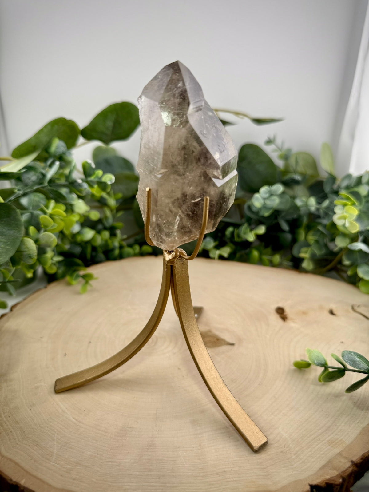 Brazilian Included Quartz Stationary Display Statements | Half Polished Half Raw Crystal with Stand - Still Water Crystals