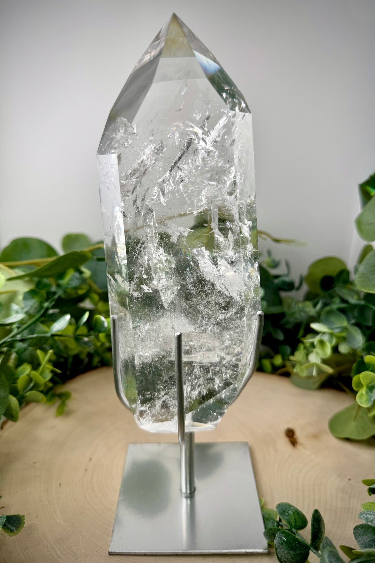 Brazilian Polished Lemurian Quartz | Natural Crystal with Custom Display Stand - Still Water Crystals