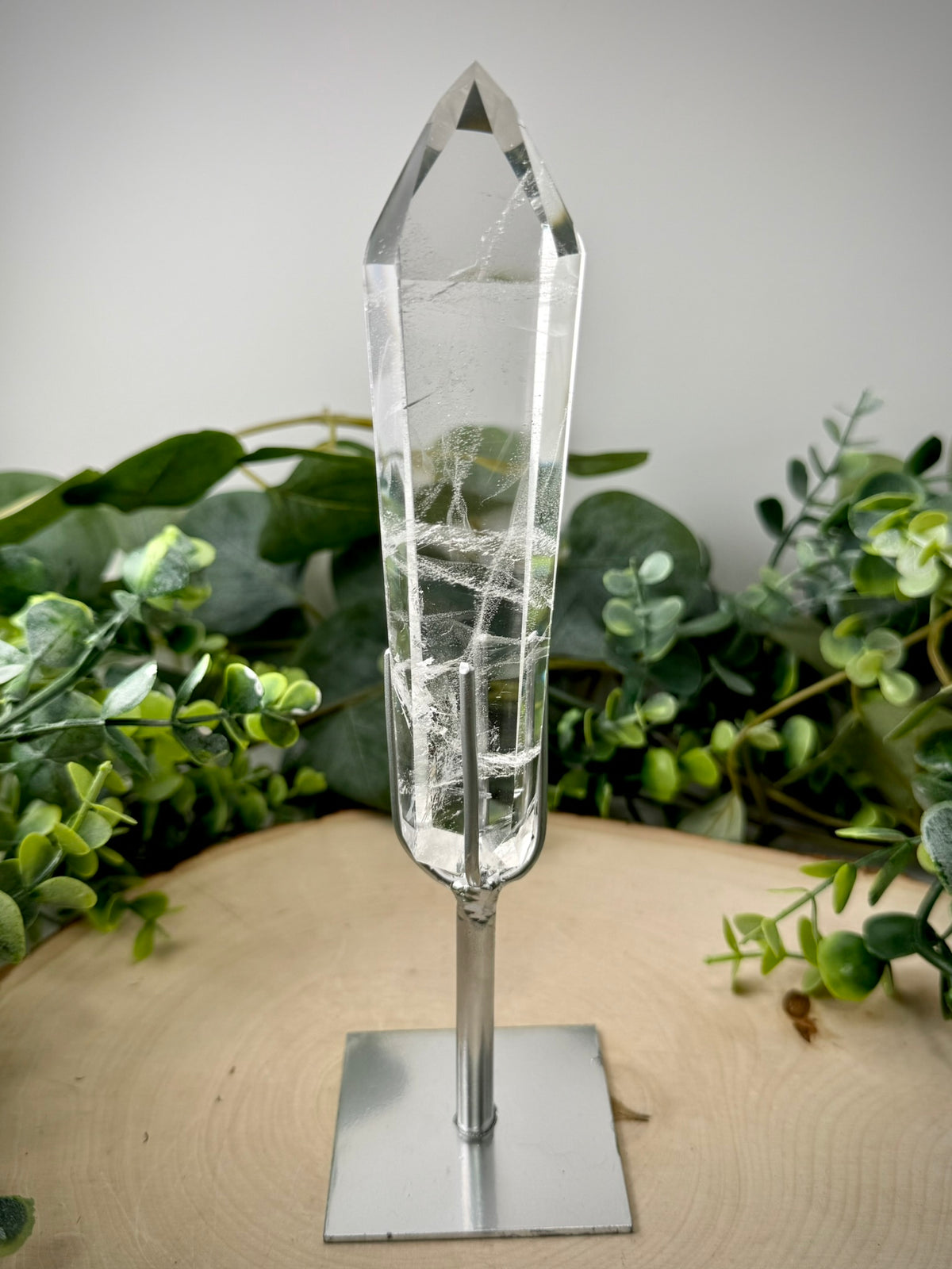 Brazilian Polished Lemurian Quartz | Natural Crystal with Custom Display Stand - Still Water Crystals