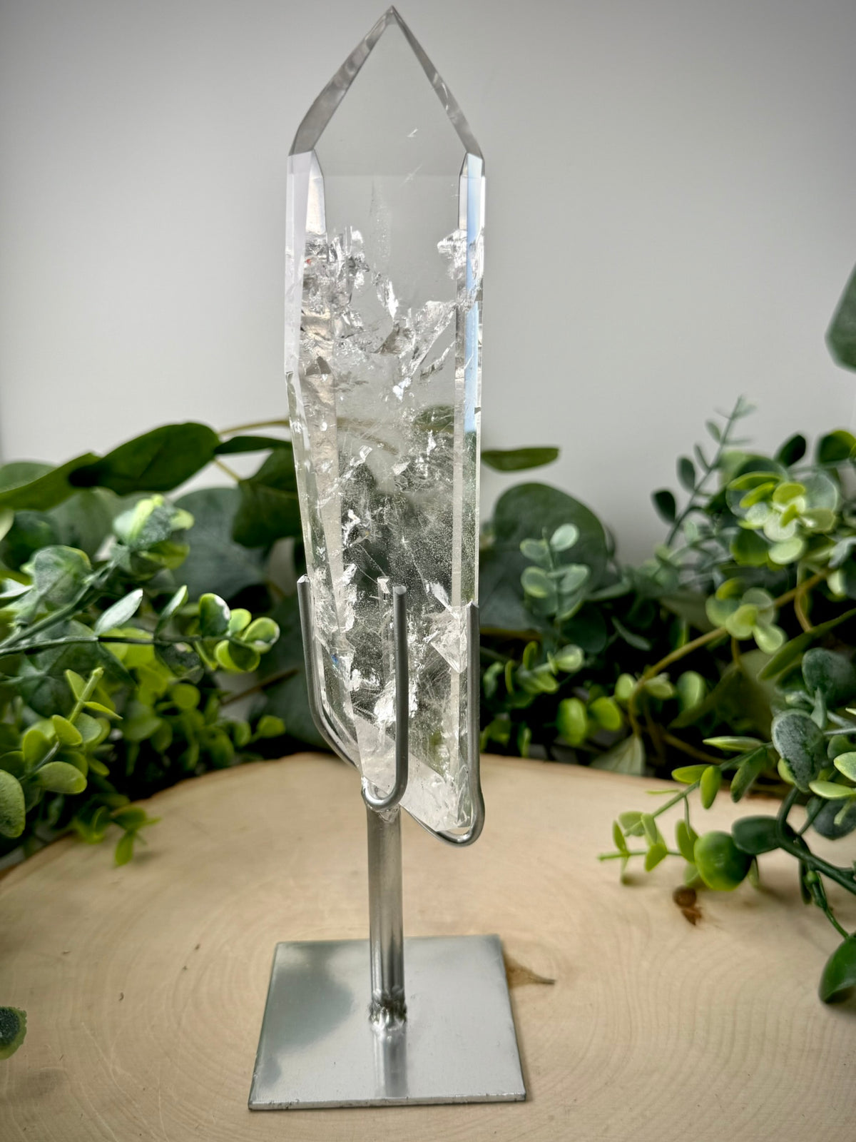 Brazilian Polished Lemurian Quartz | Natural Crystal with Custom Display Stand - Still Water Crystals