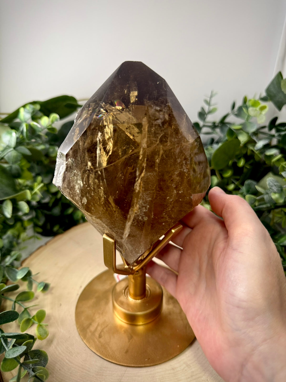 Brazilian Citrine Elestial Quartz | Collector Display Specimen on Custom Rotating Display Stand