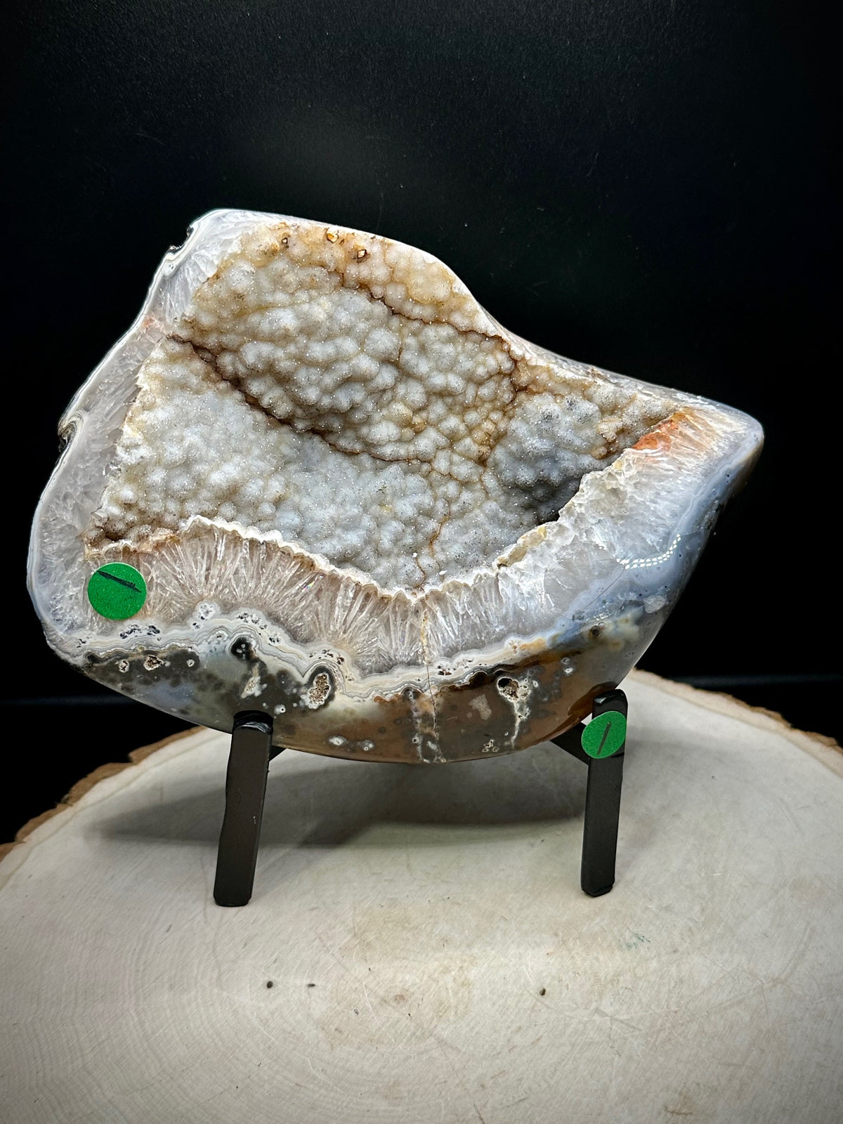 Brazilian Druzy Agate on Stand | Natural Druzy Agate Display Pieces with UV Fluorescence