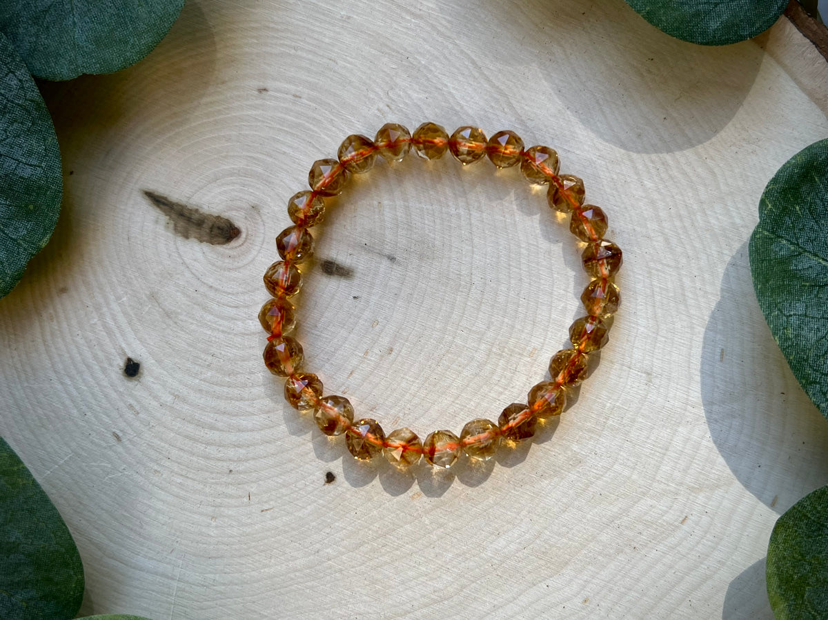 Citrine Faceted Bracelet with polished gemstone beads, alternate view 2
