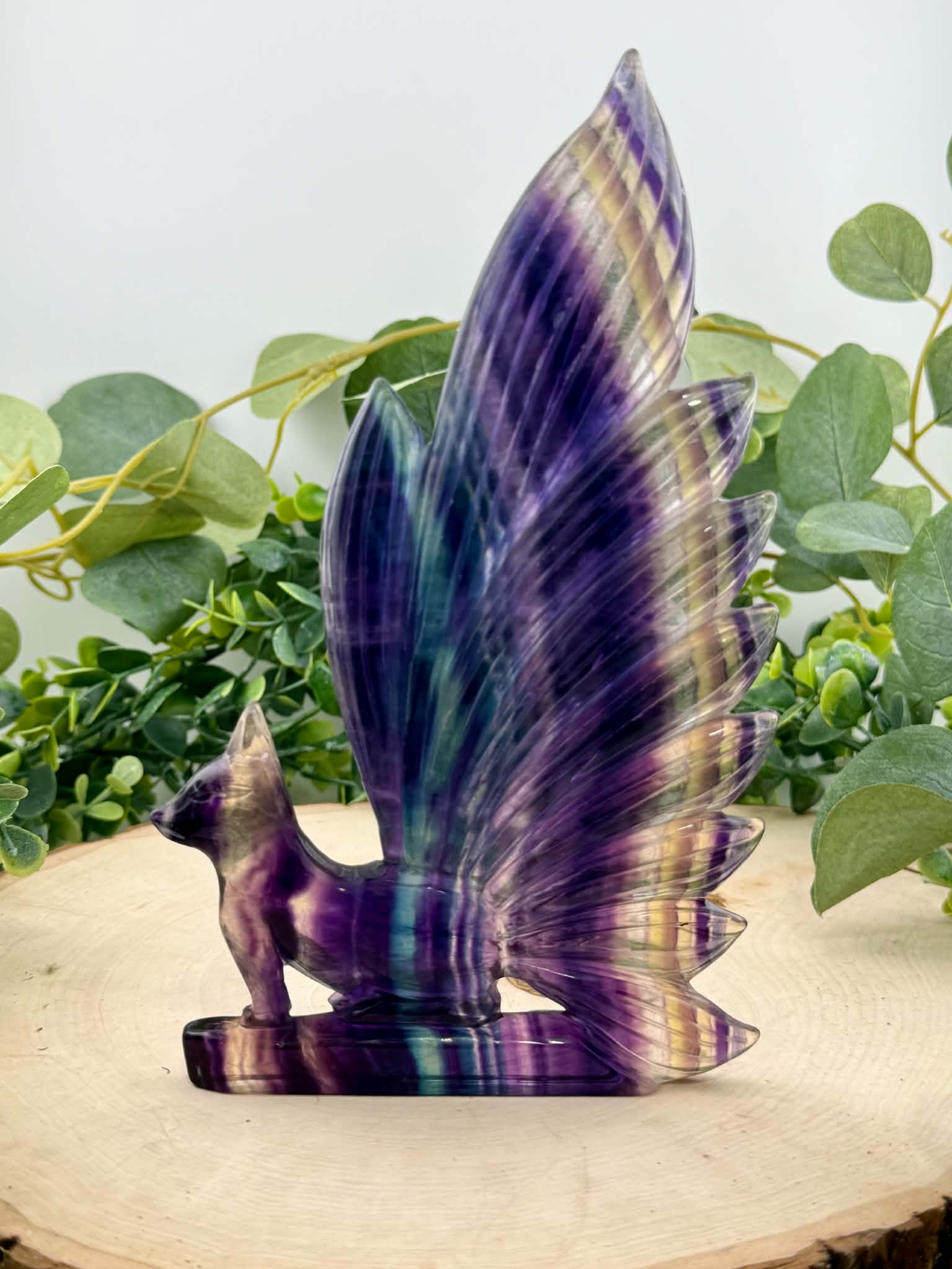 Large Fluorite Kitsune Carving