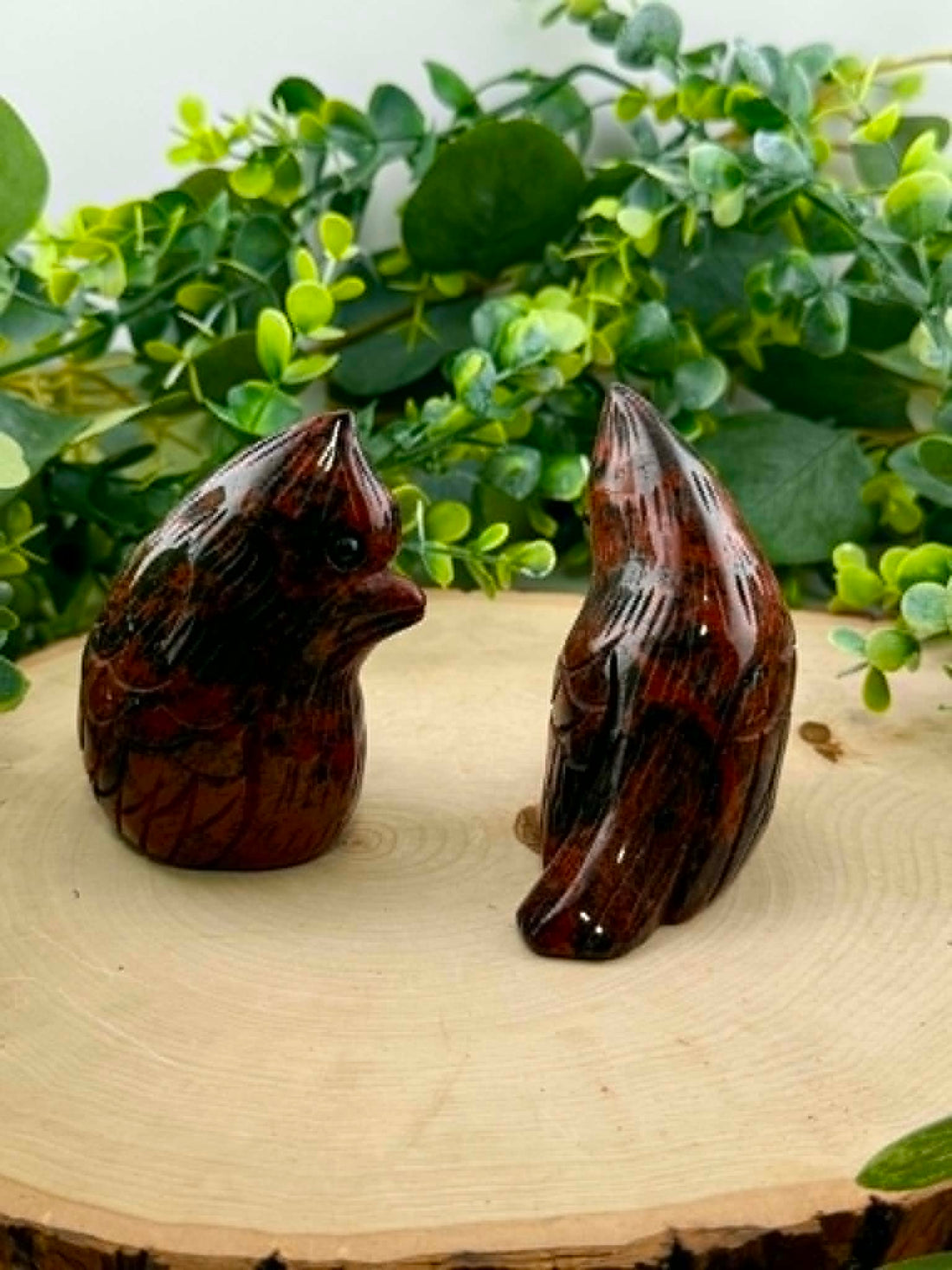 Mahogany Obsidian Cardinal Carvings