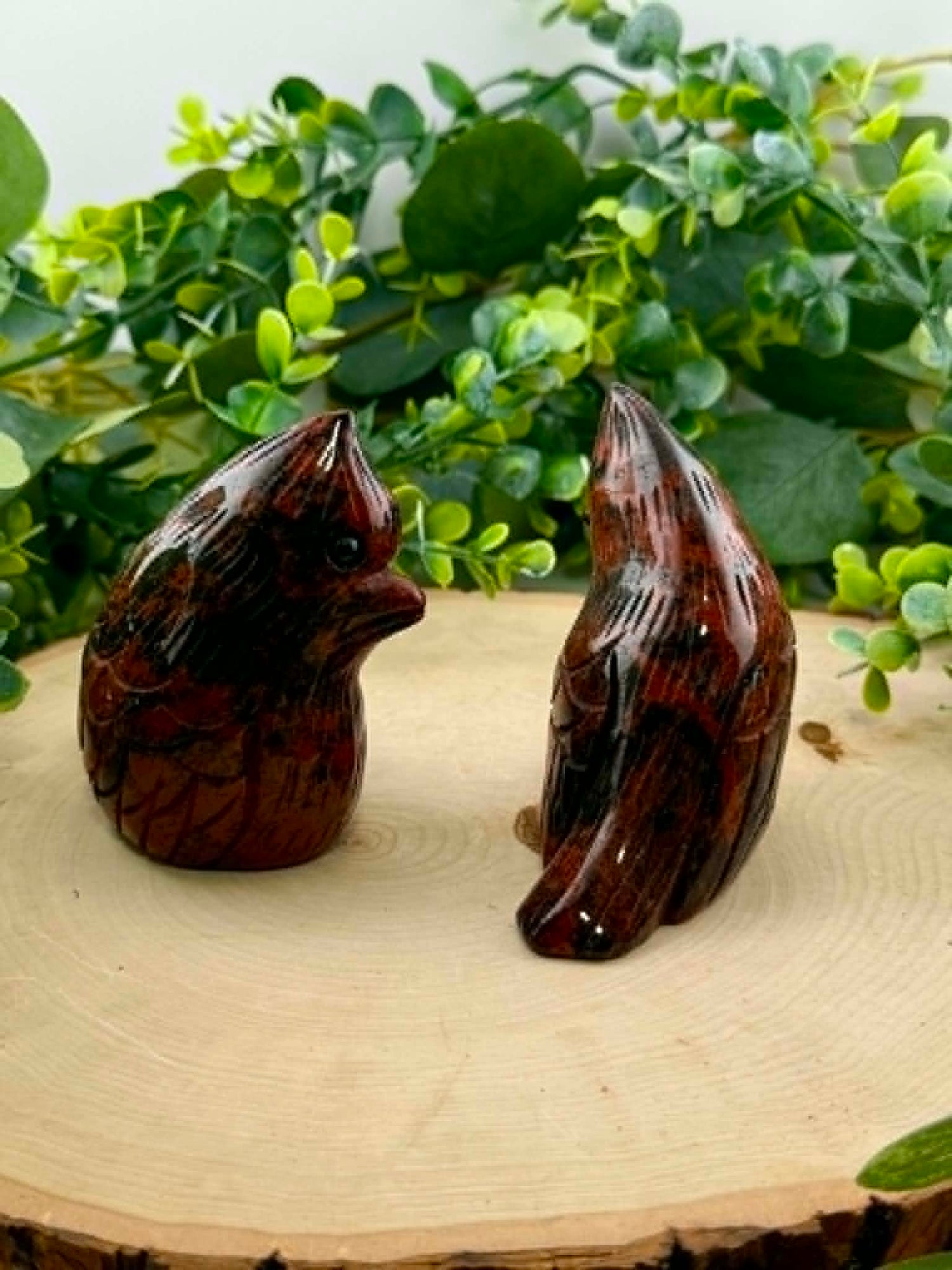 Mahogany Obsidian Cardinal Carvings