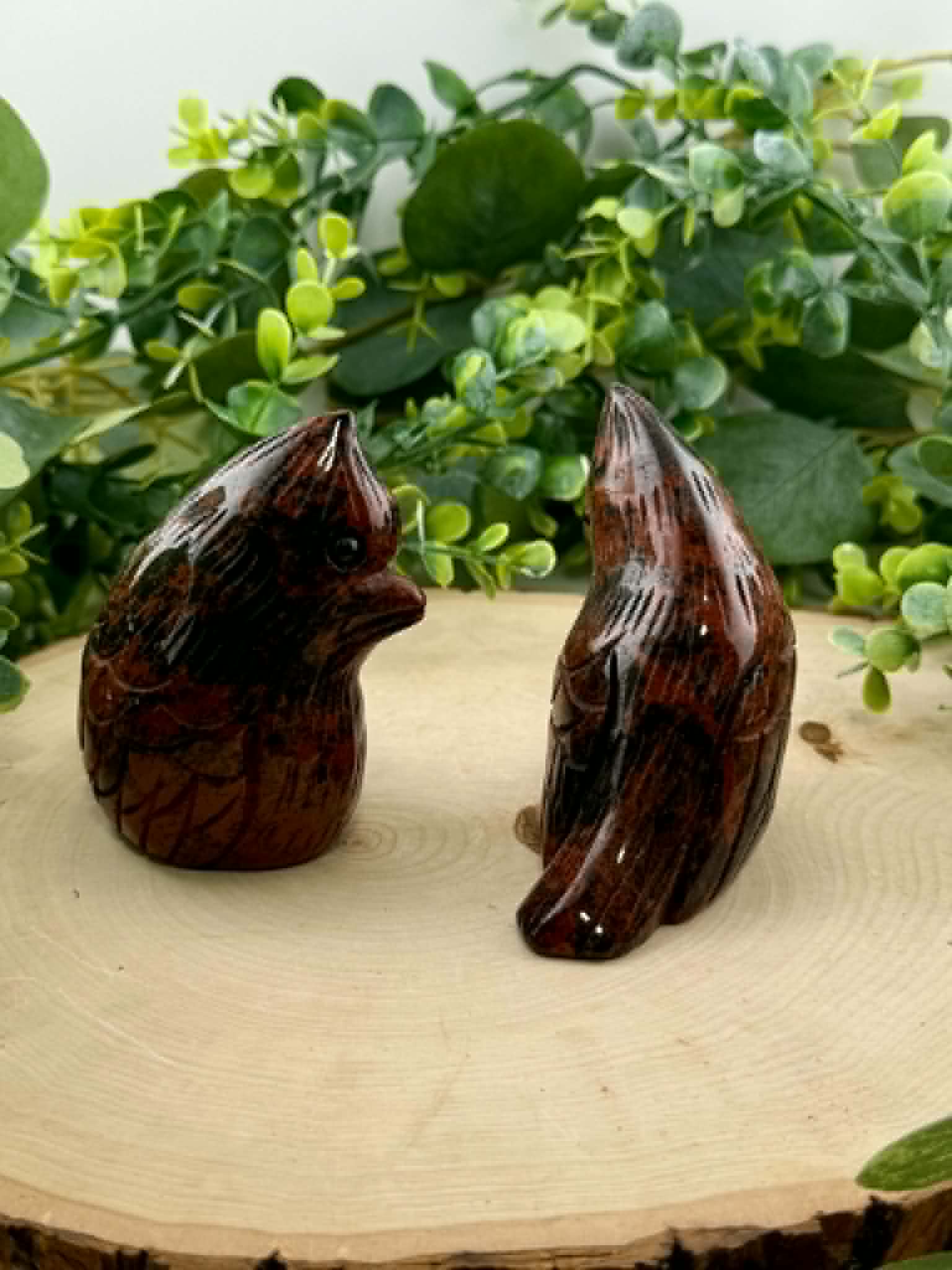 Mahogany Obsidian Cardinal Carvings