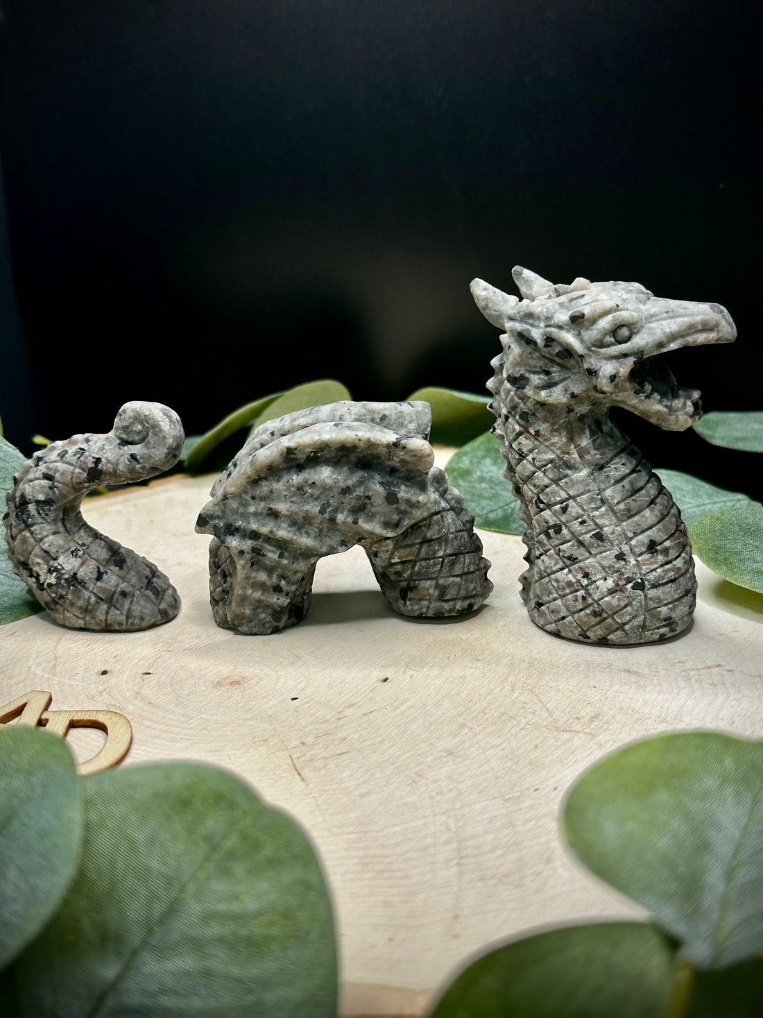 Yooperlite Three Piece Dragon Carving