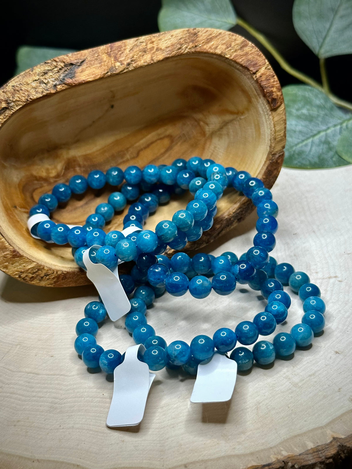 Blue Apatite Bracelet with polished gemstone beads