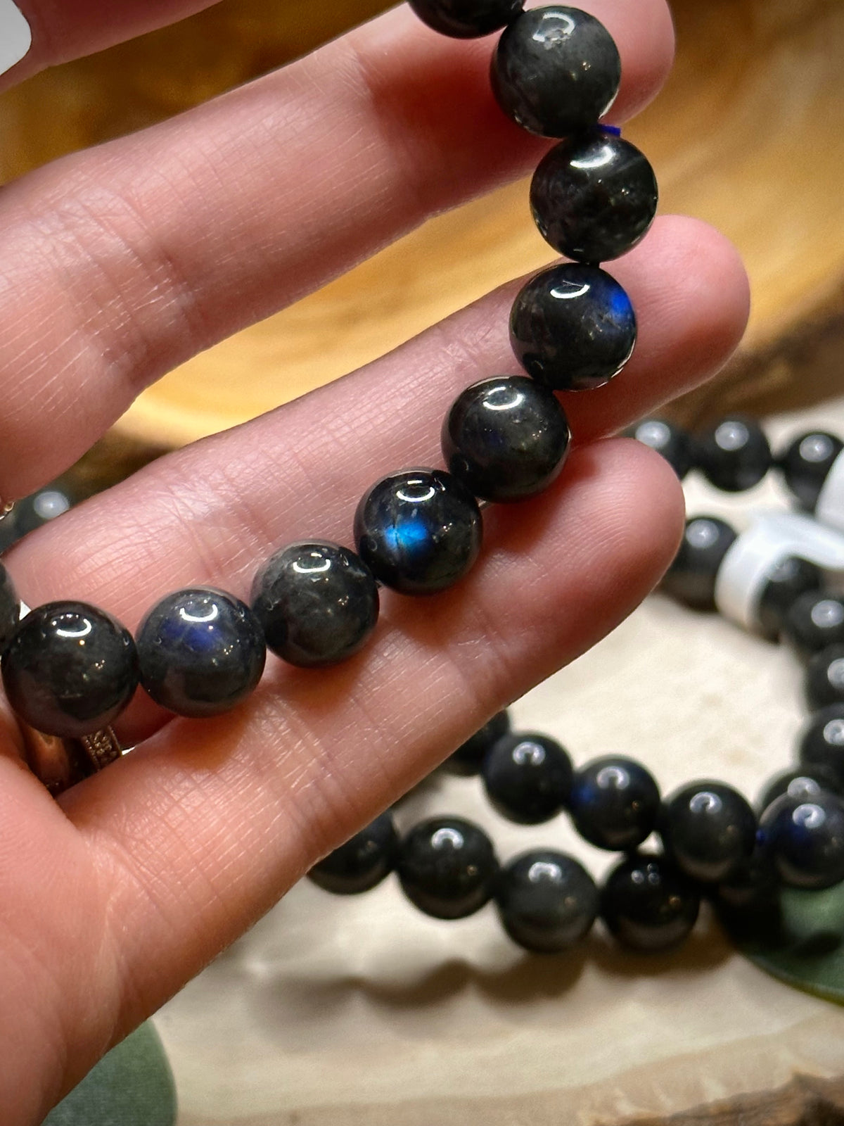 Blue Labradorite Stretch Bracelet 9.5mm, alternate view 2