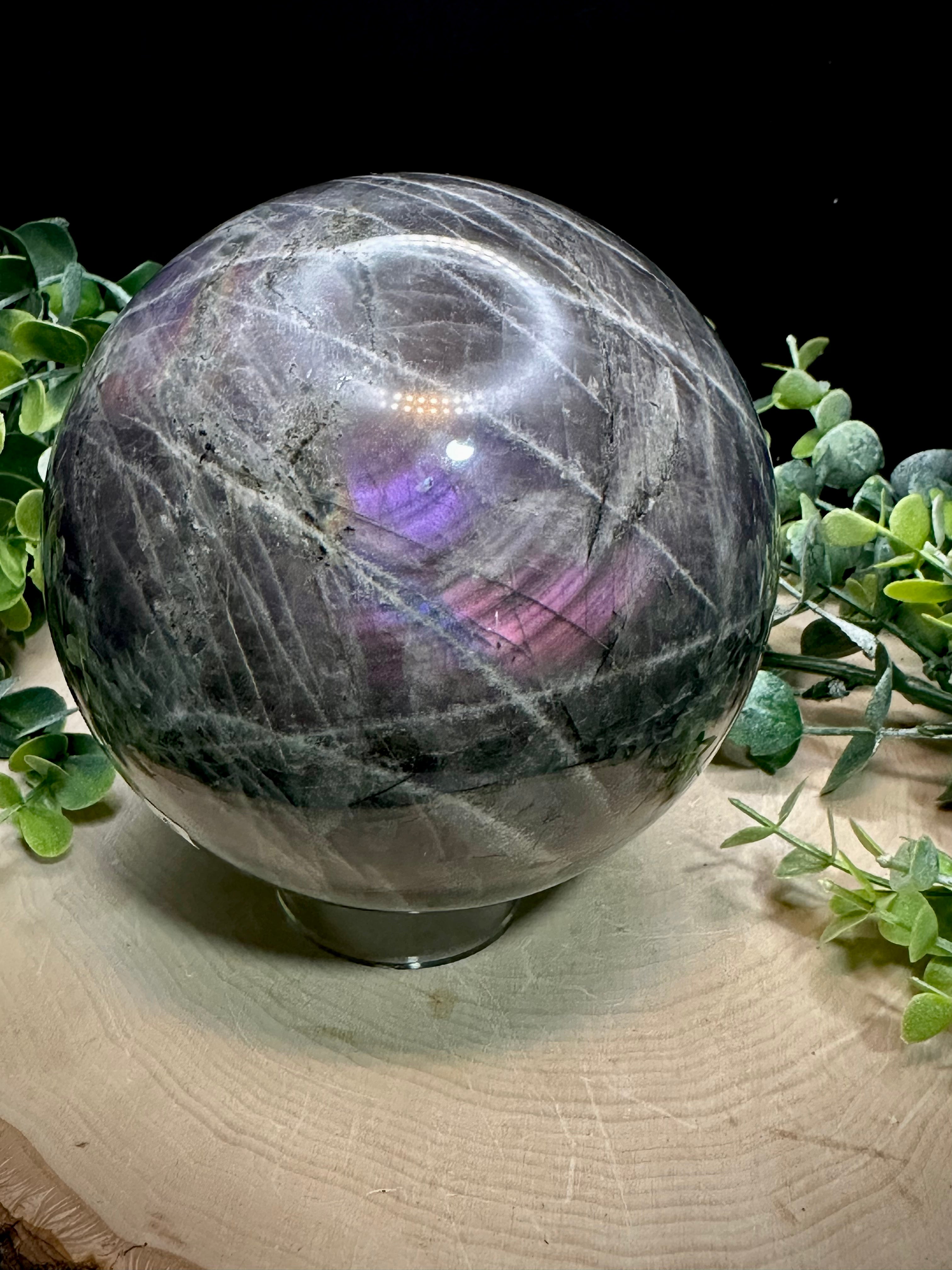 Statement Purple Flash Labradorite Sphere