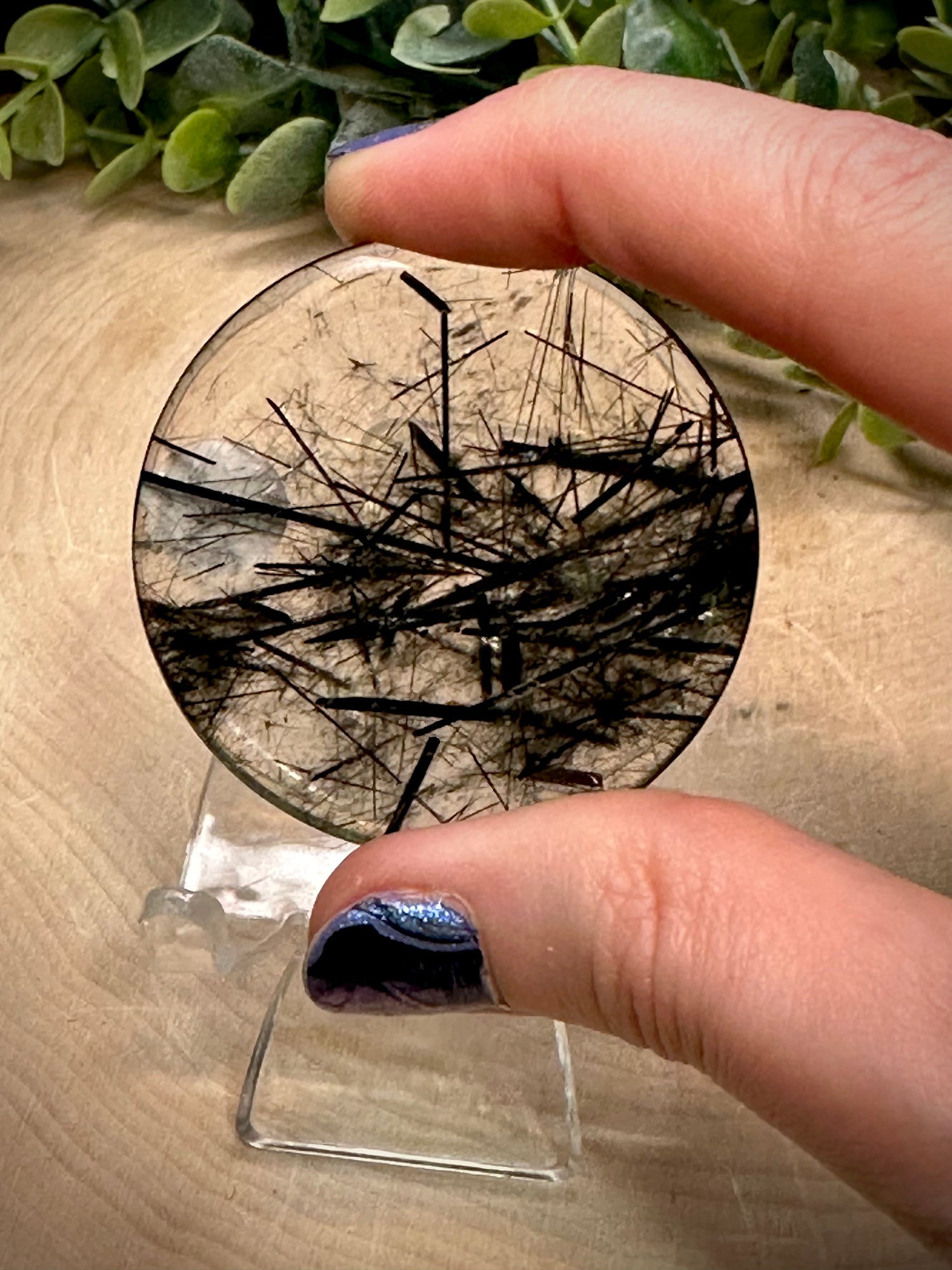 Black Tourmaline Quartz Round Cabochons