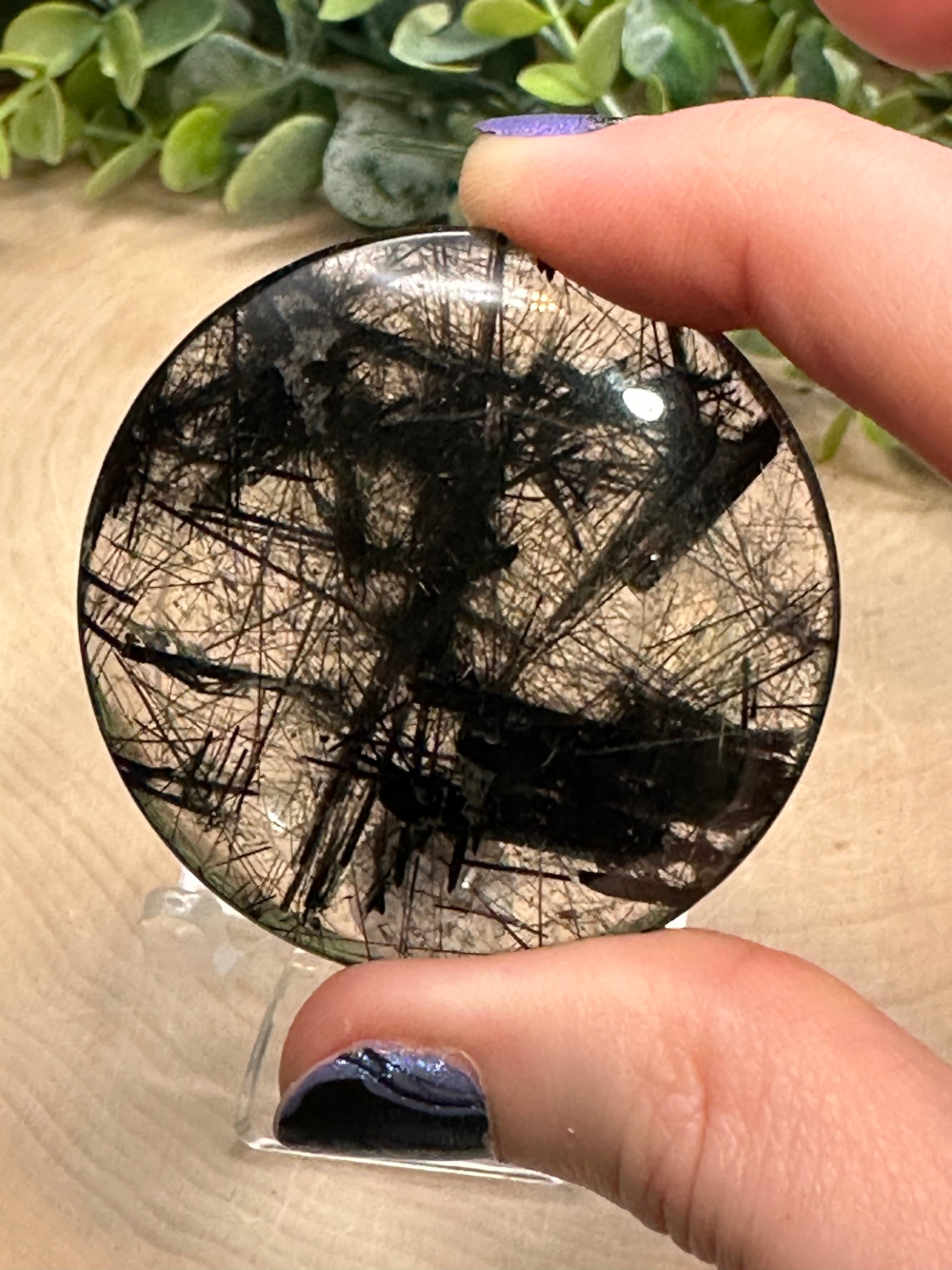 Black Tourmaline Quartz Round Cabochons