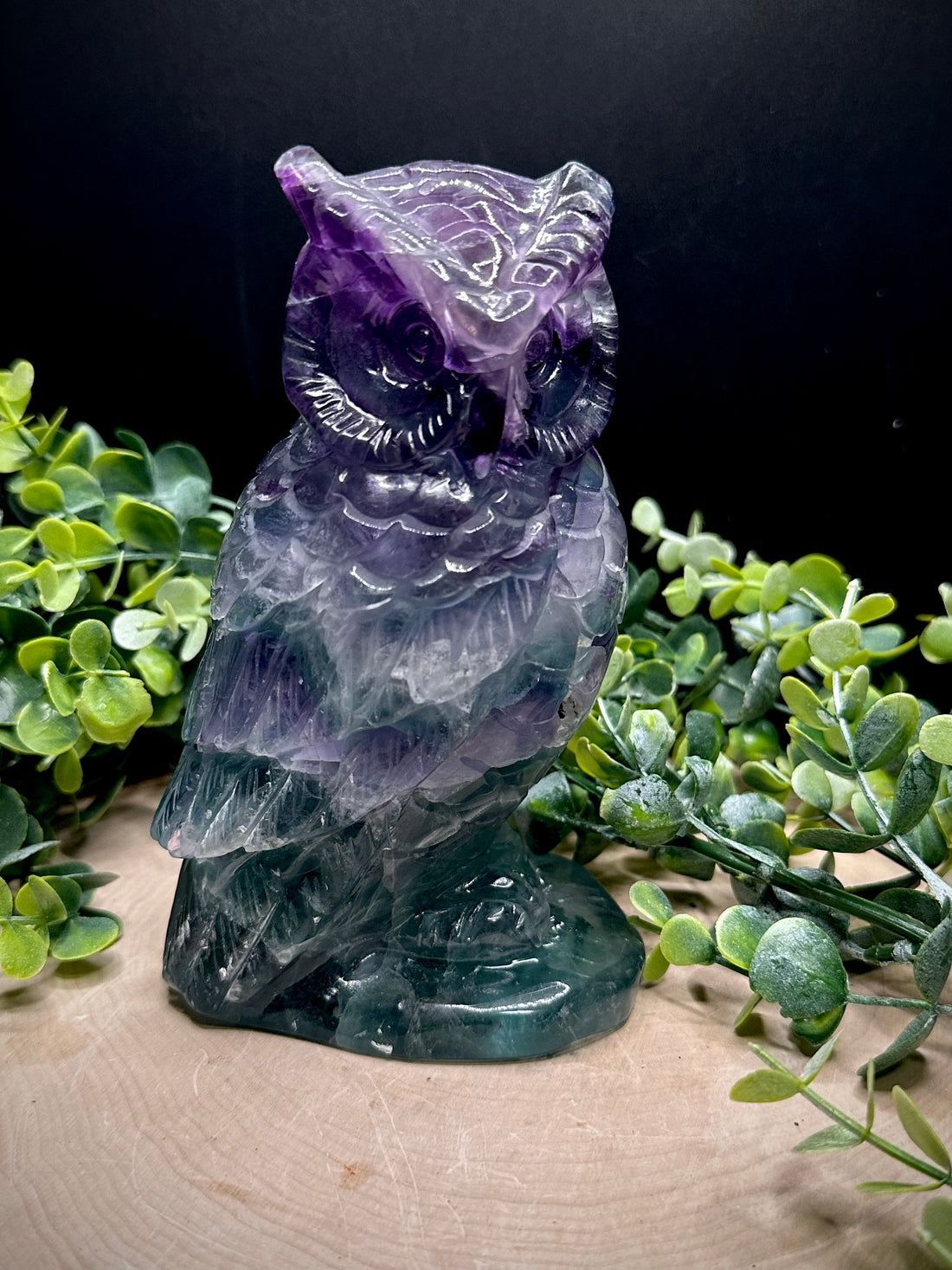 Fluorite Owl Statement Carving