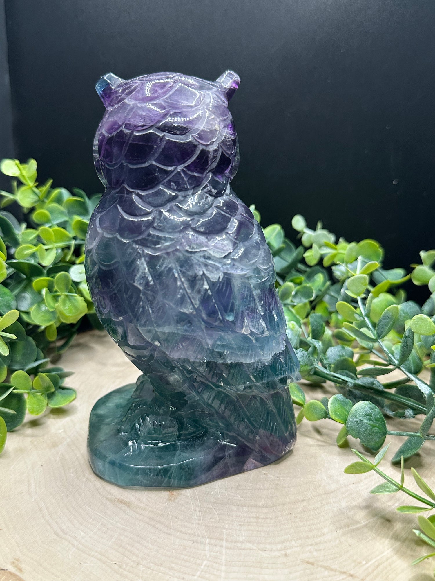 Fluorite Owl Statement Carving