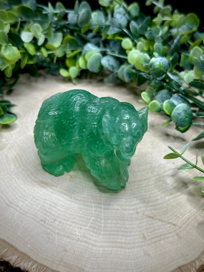 Handcarved Fluorite Bear Carving