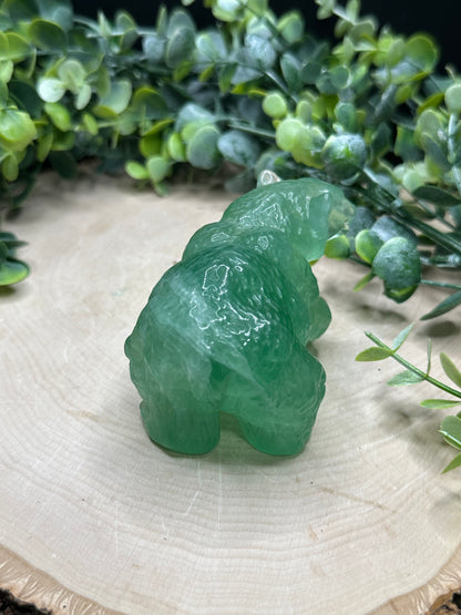 Handcarved Fluorite Bear Carving