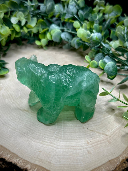 Handcarved Fluorite Bear Carving