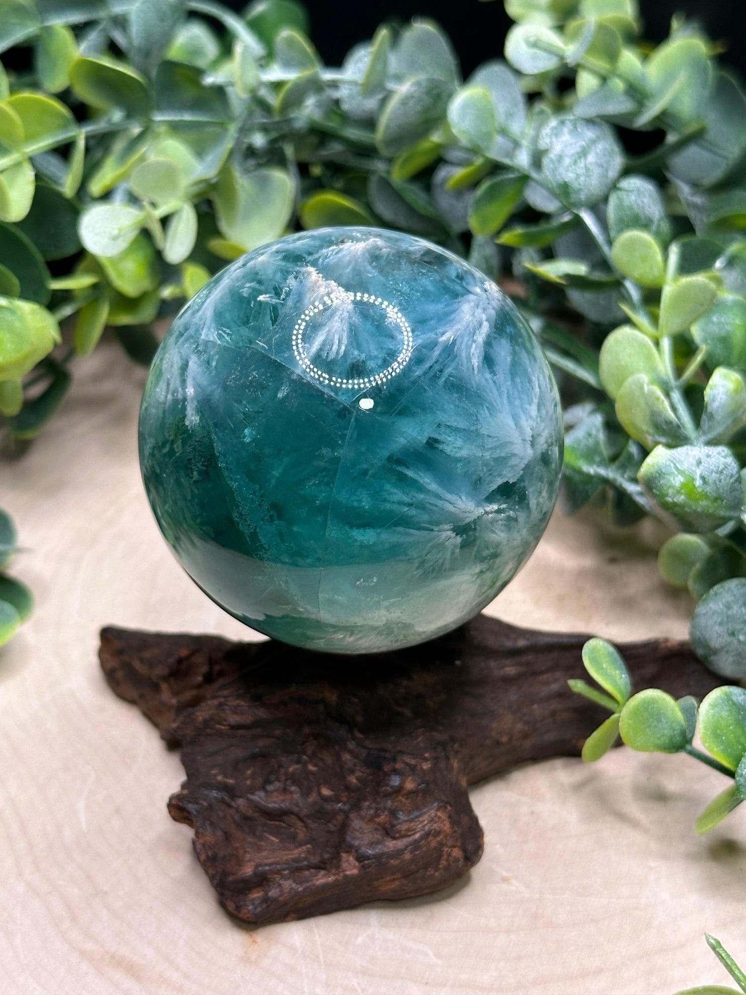 High Quality Feather Fluorite Spheres