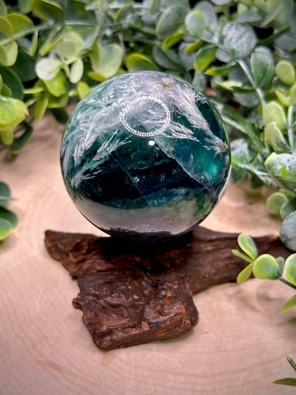 High Quality Feather Fluorite Spheres