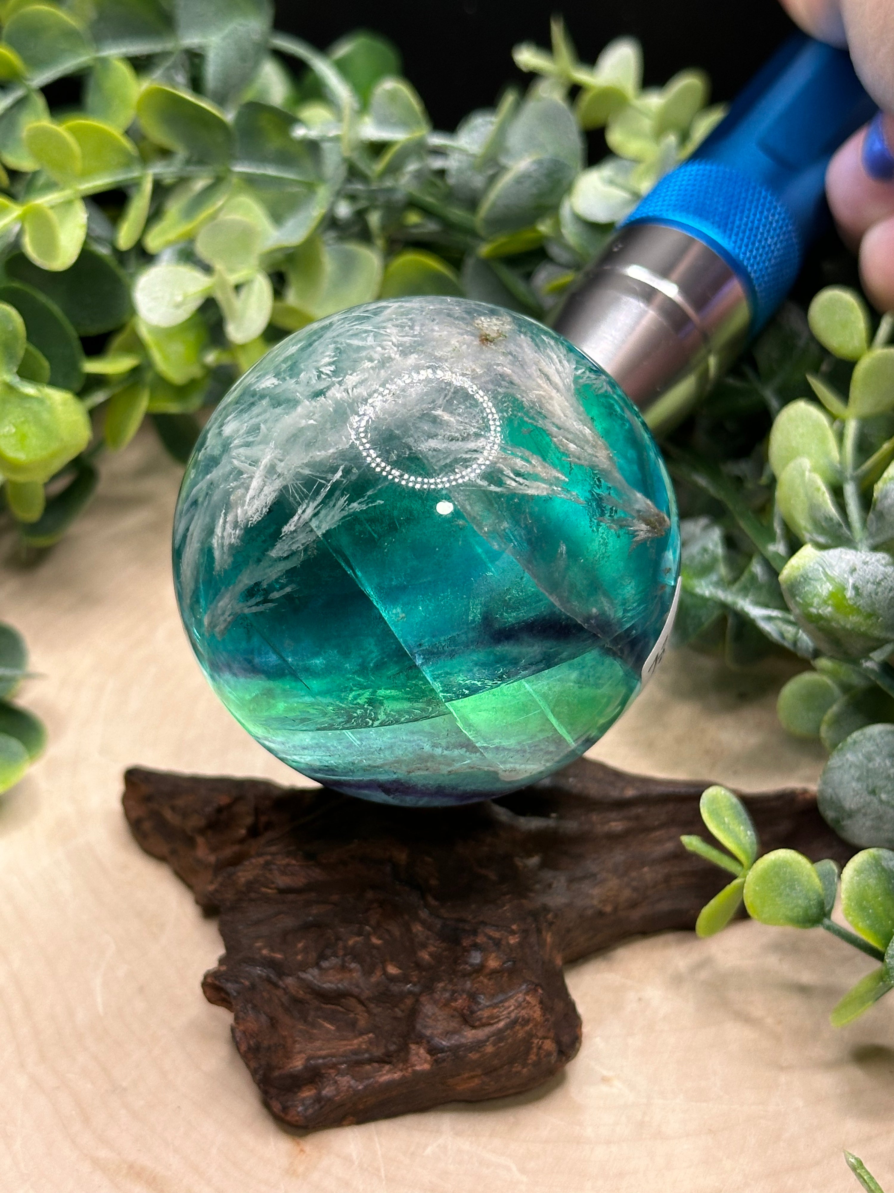 Feather Fluorite Spheres with Scolecite Inclusions | Natural Fluorite Crystal Spheres
