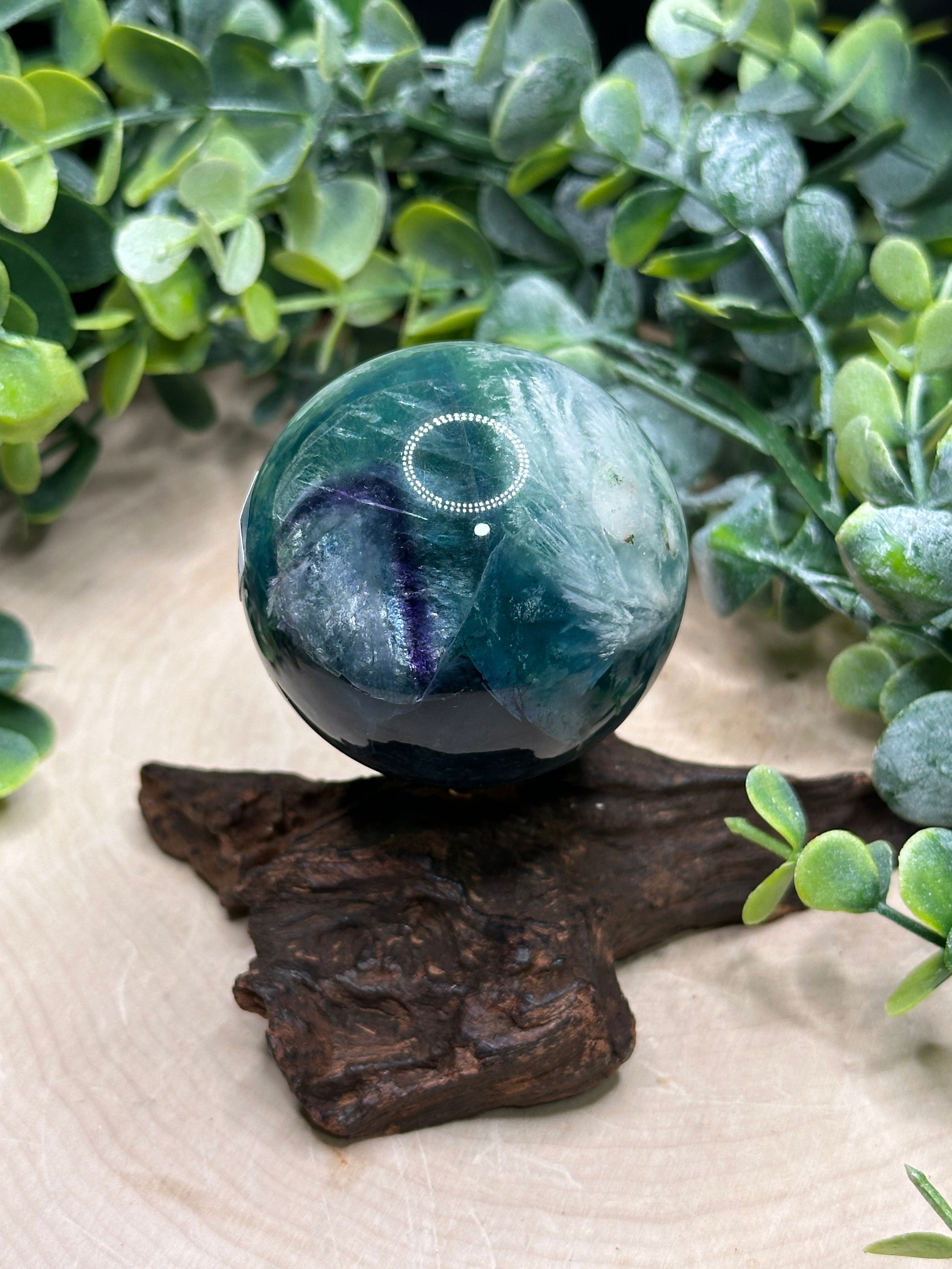 High Quality Feather Fluorite Spheres