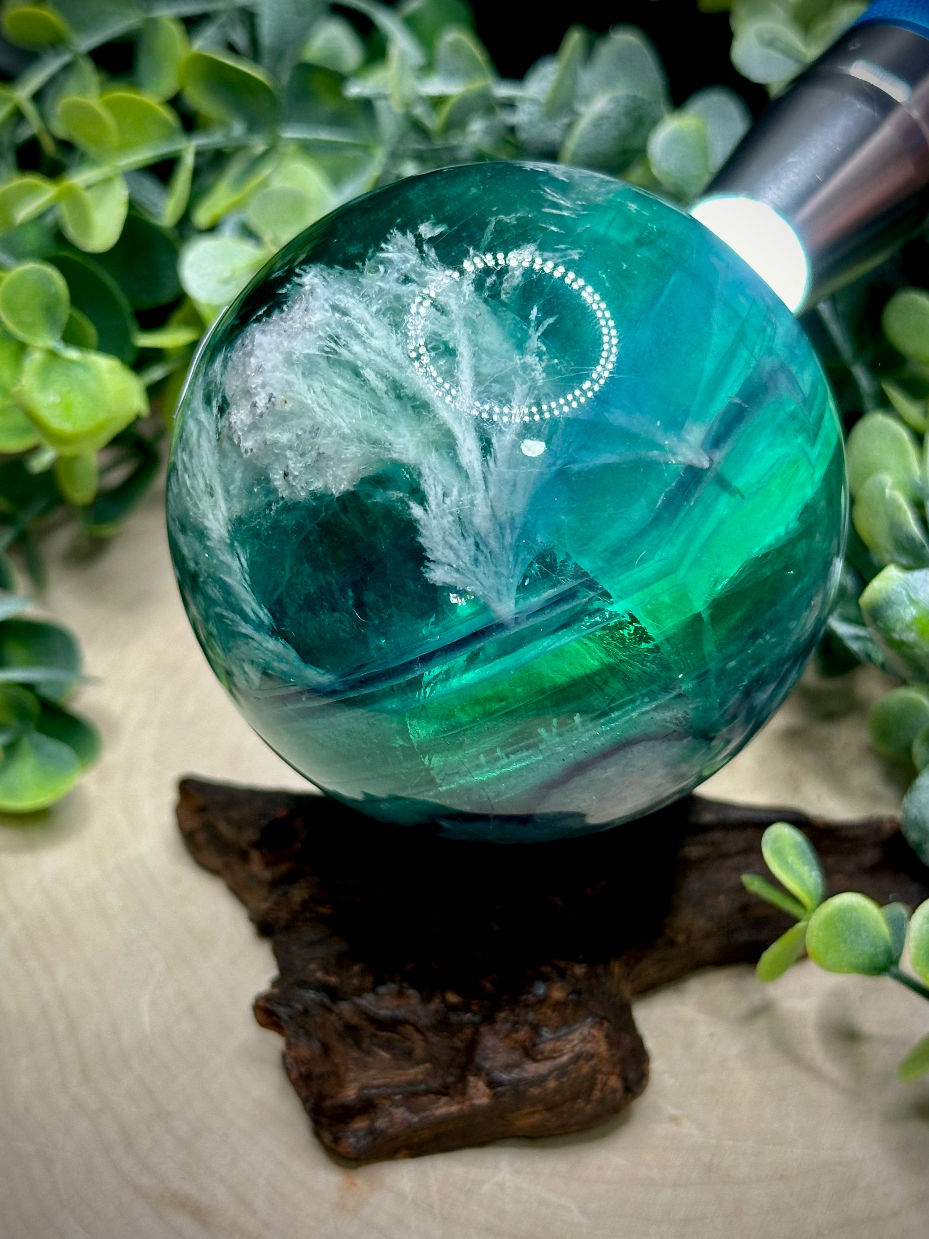 Feather Fluorite Spheres with Scolecite Inclusions | Natural Fluorite Crystal Spheres