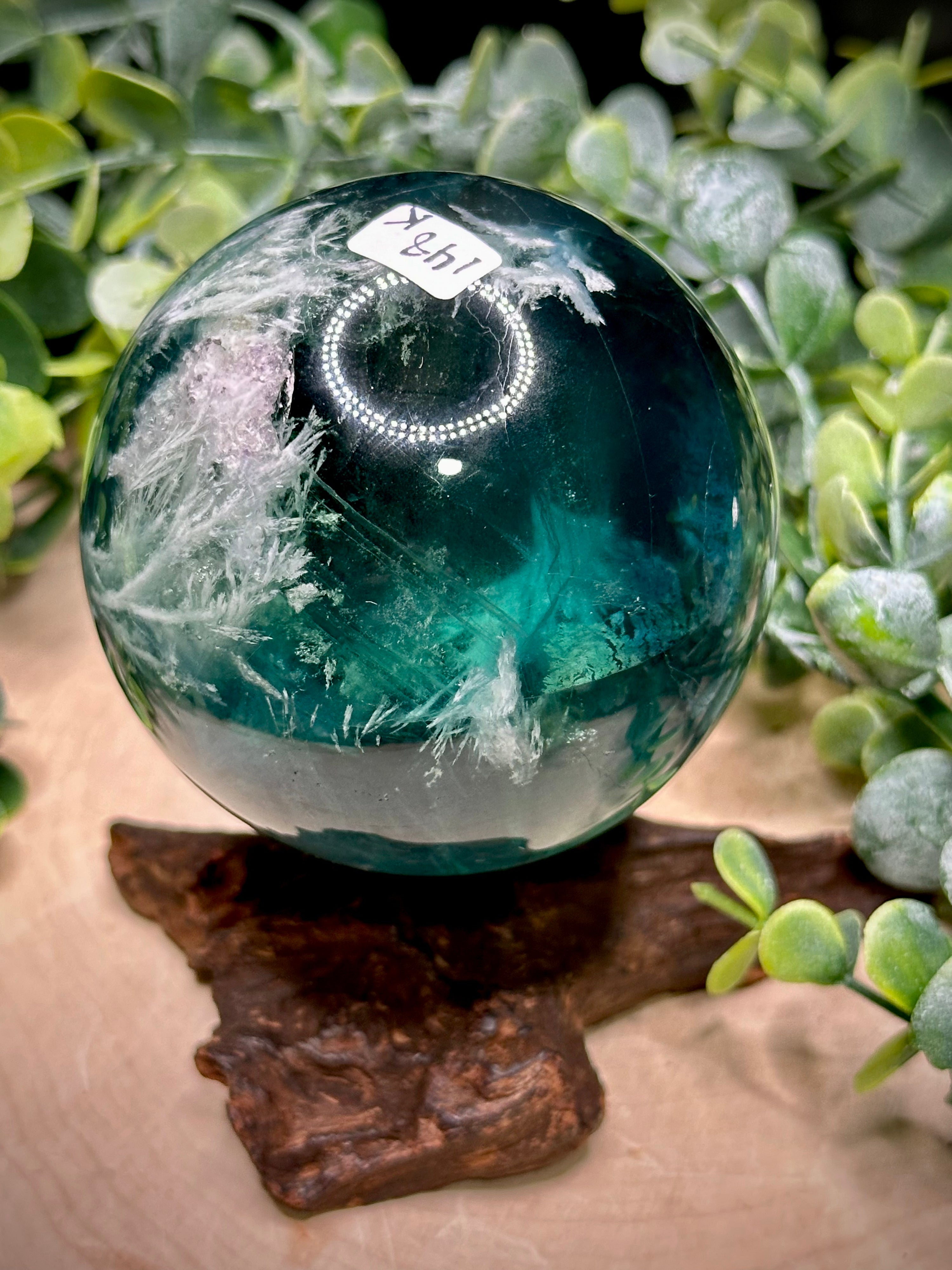 Feather Fluorite Spheres with Scolecite Inclusions | Natural Fluorite Crystal Spheres
