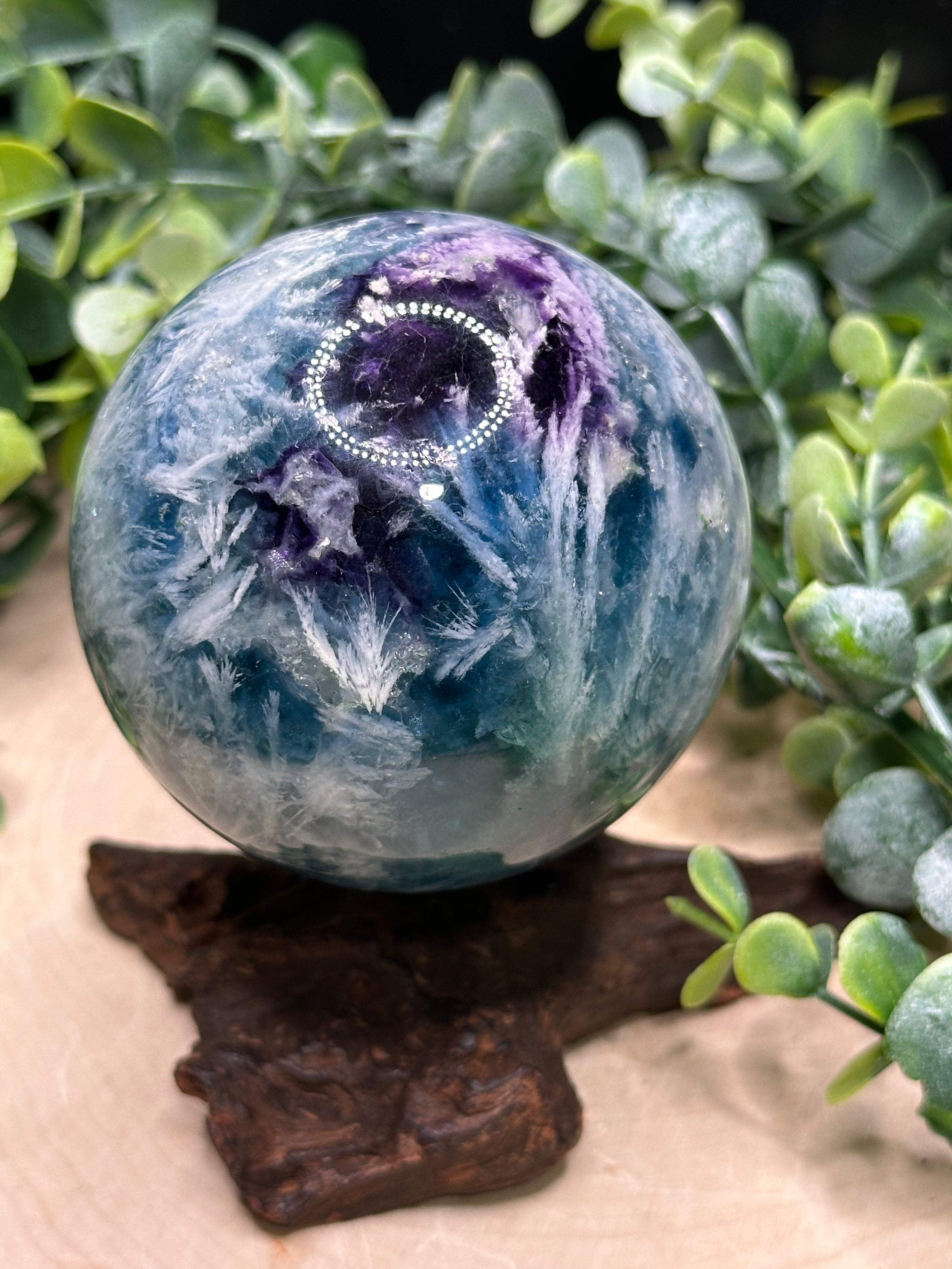Feather Fluorite Spheres with Scolecite Inclusions | Natural Fluorite Crystal Spheres