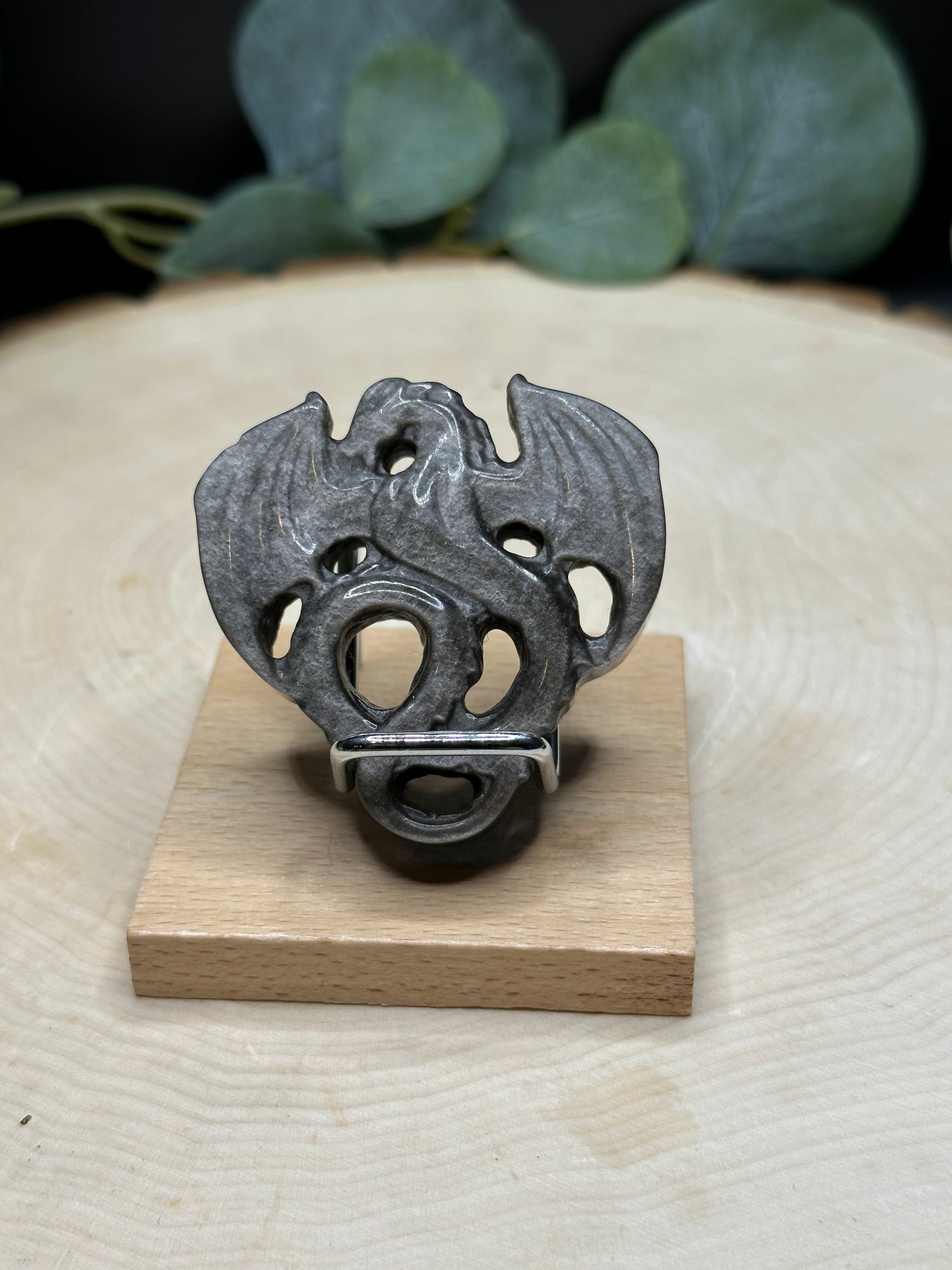 Sheen Obsidian Flat Dragon Carvings