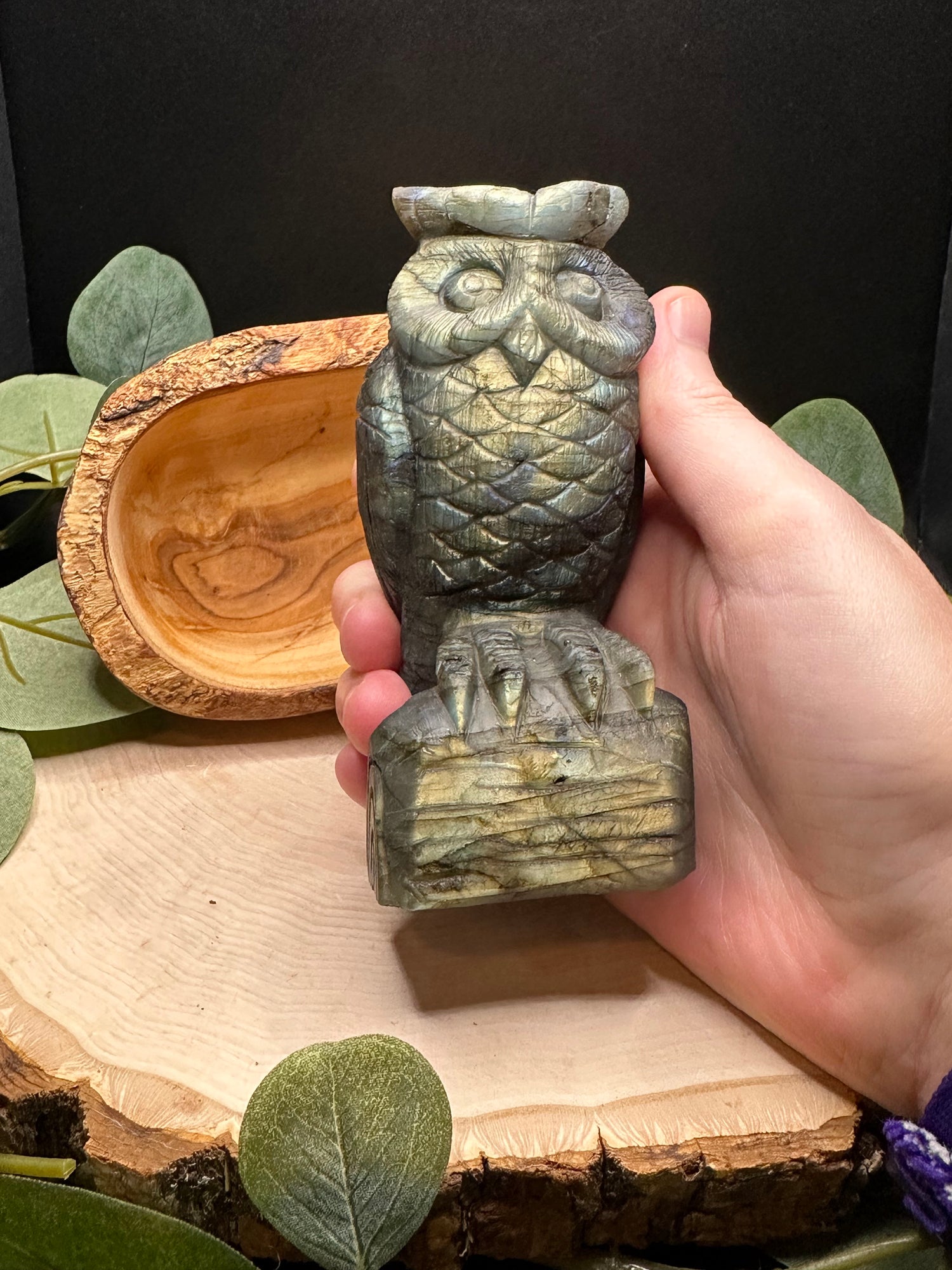 Handcarved Labradorite Owl