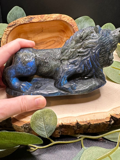 Labradorite Lion Carving