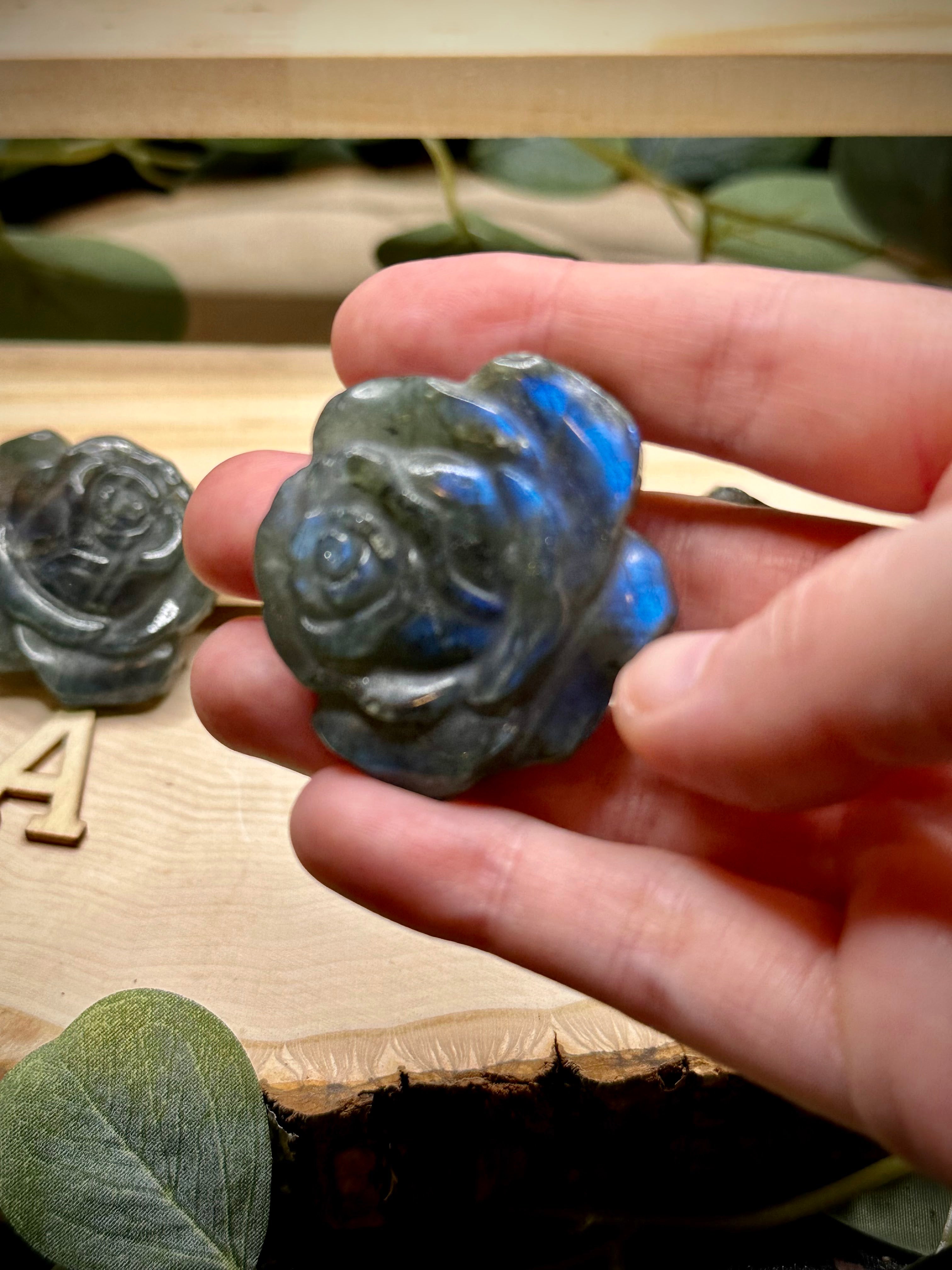 Labradorite Rose Carvings