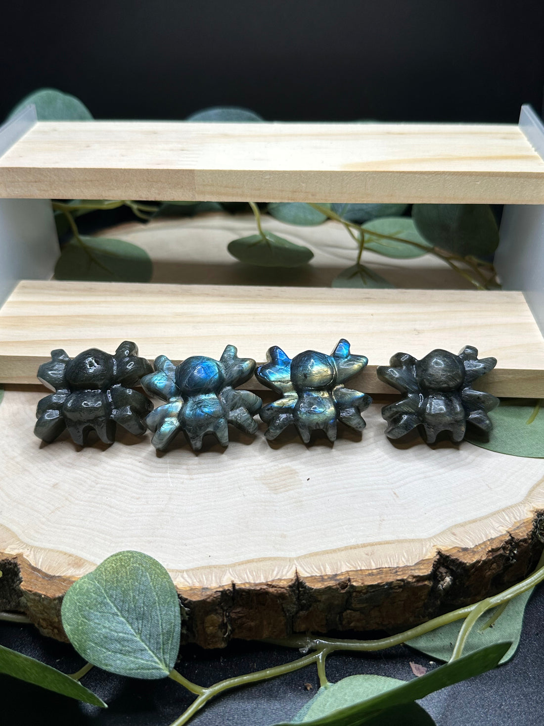 Labradorite Spider Carvings