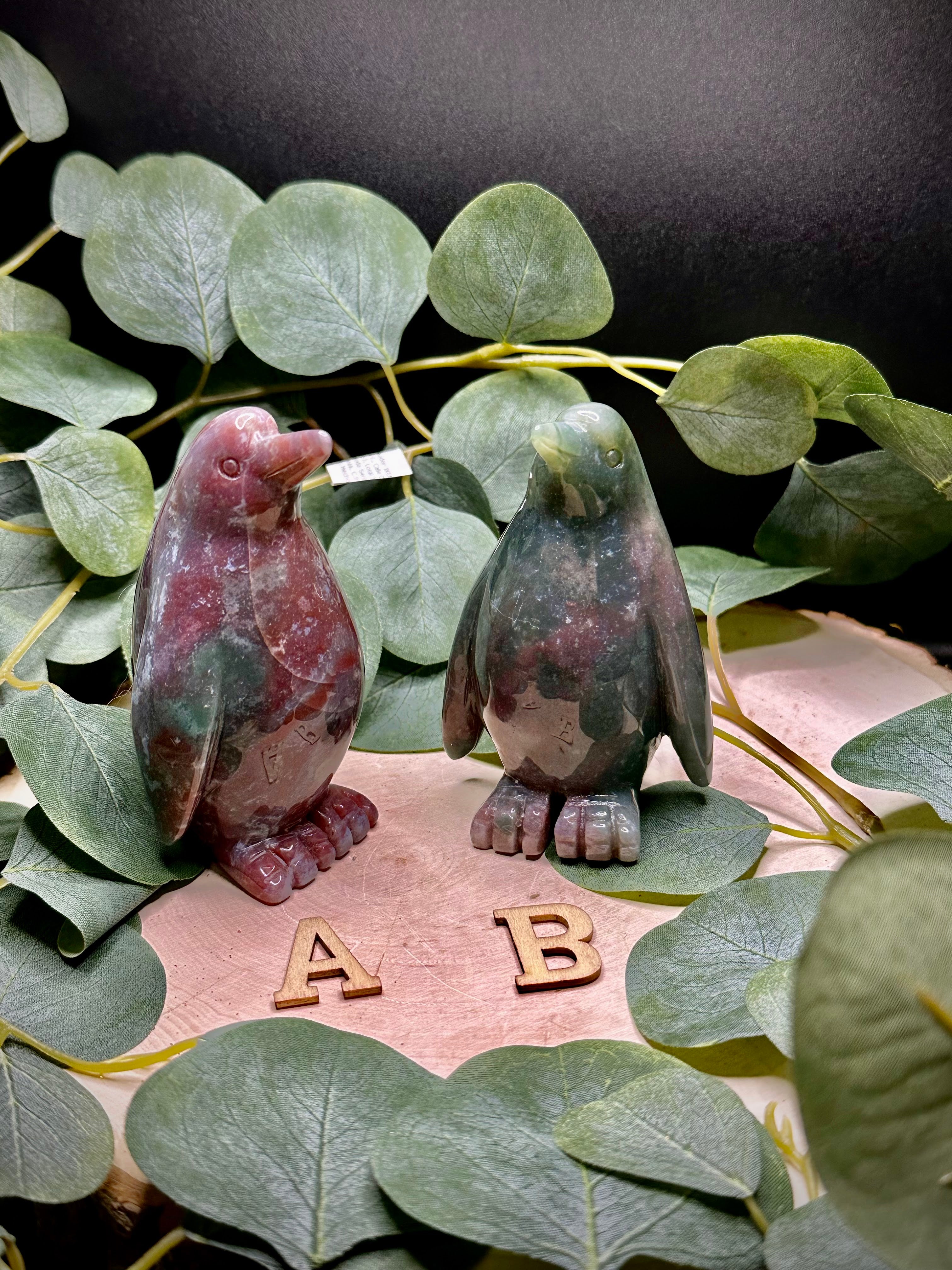 Ocean Jasper Penguin Carvings