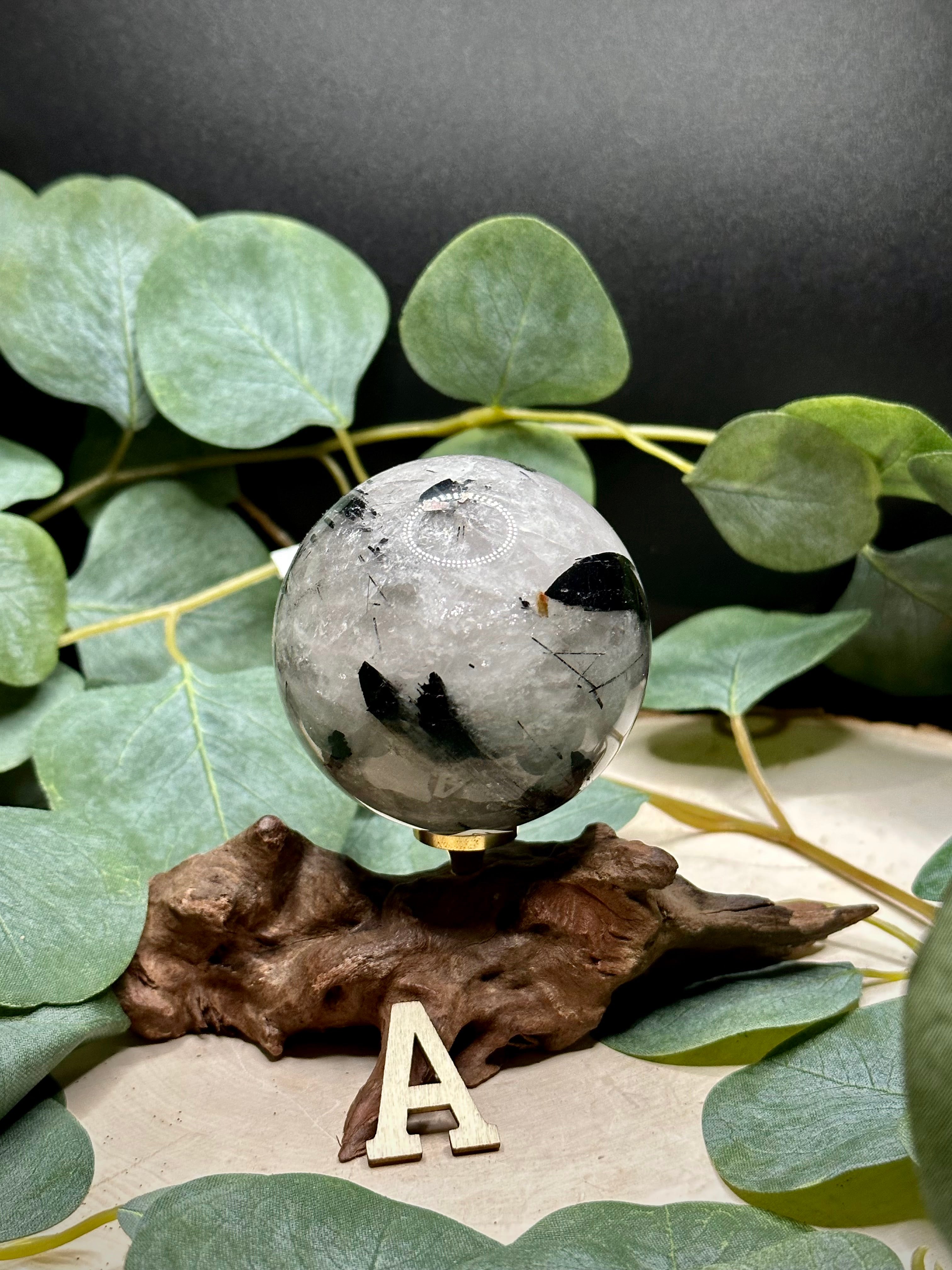 Black Tourmalinated Quartz Spheres