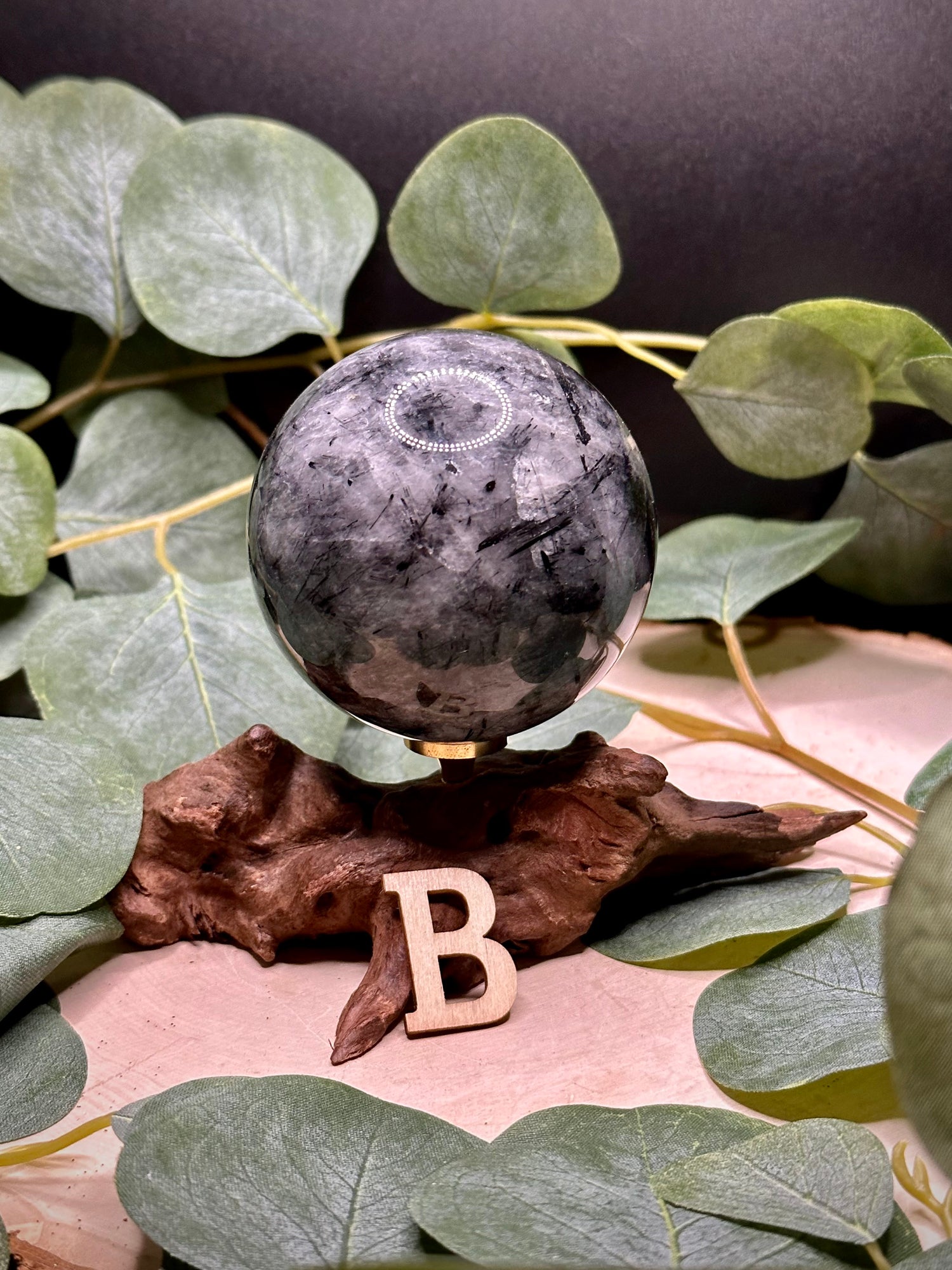 Black Tourmalinated Quartz Spheres